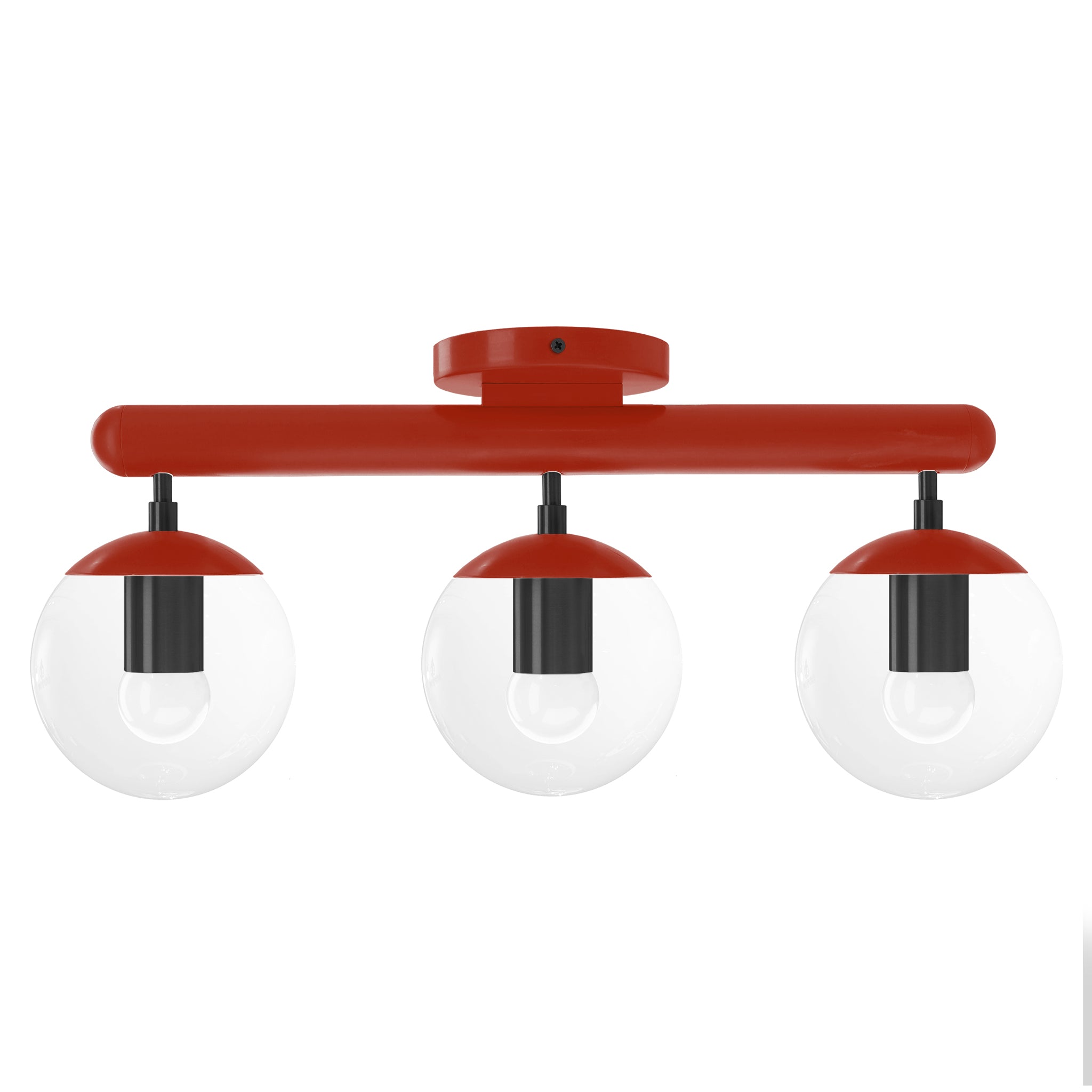 Black and riding hood red color Icon 3 flush mount Dutton Brown lighting
