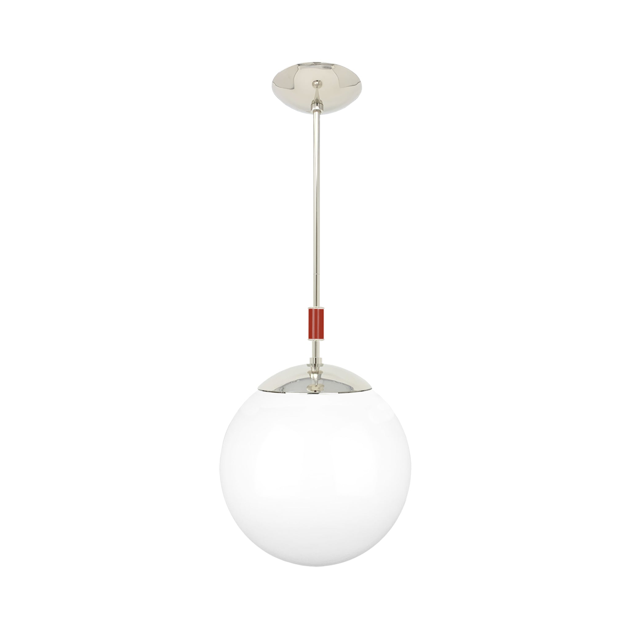 Nickel and riding hood red color Pop pendant 12" Dutton Brown lighting