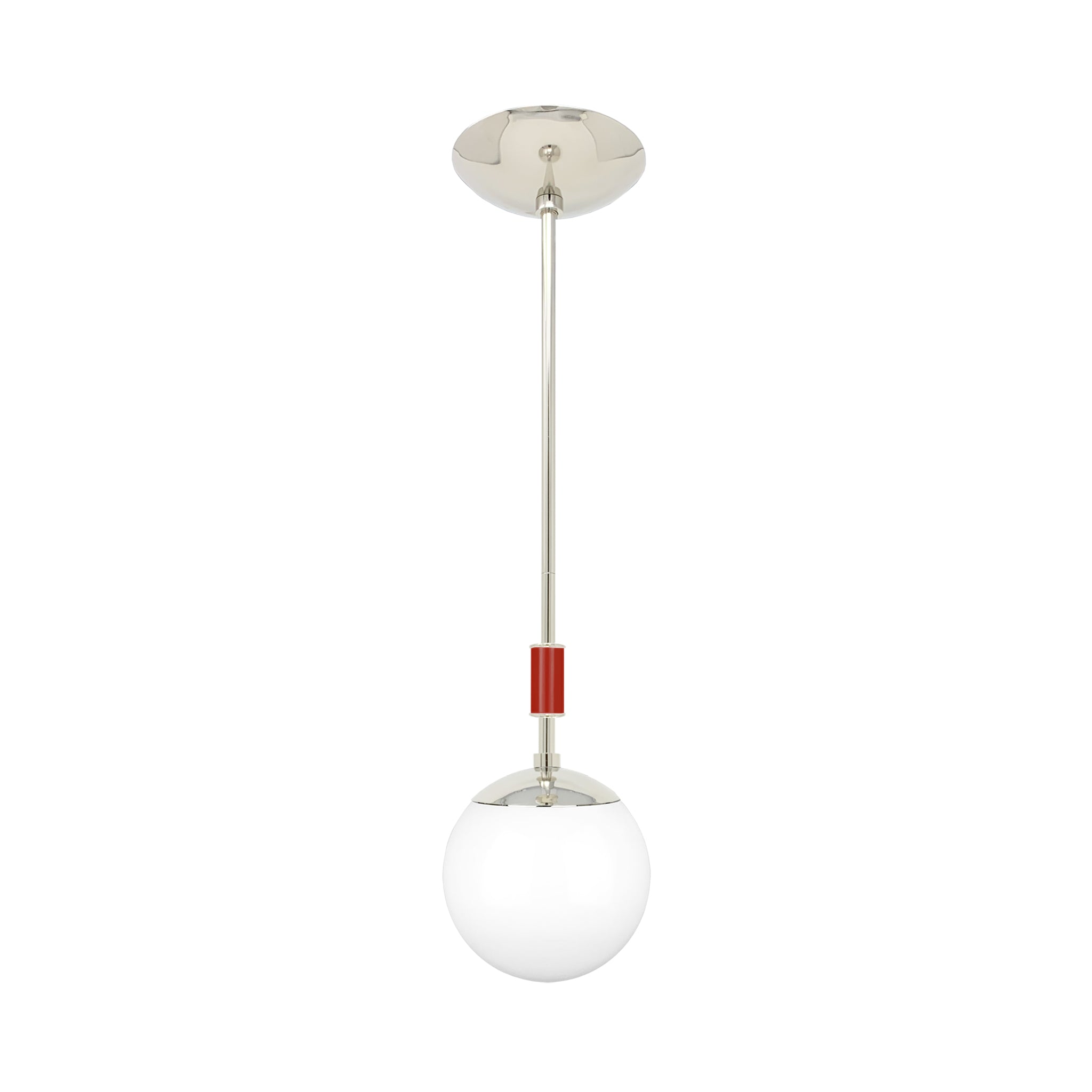 Nickel and riding hood red color Pop pendant 6" Dutton Brown lighting