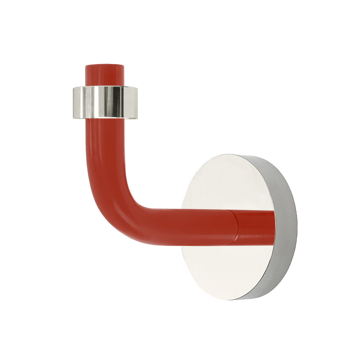 Nickel and riding hood red color Snug hook Dutton Brown hardware