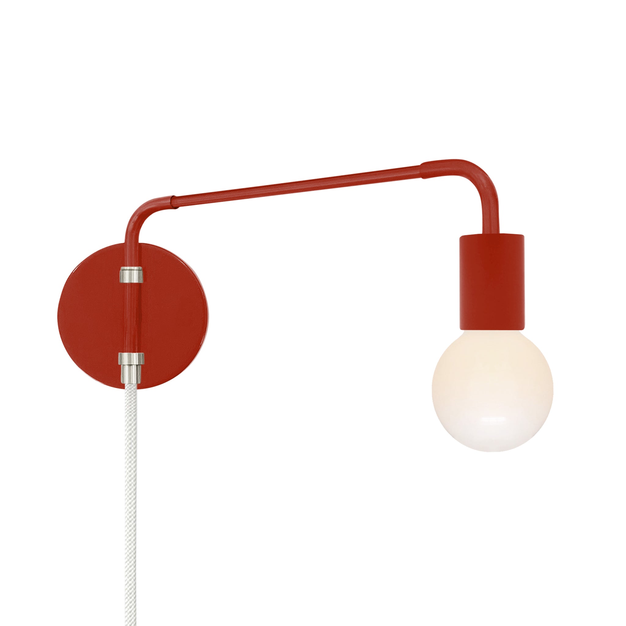 Nickel and riding hood red color Sway plug-in sconce Dutton Brown lighting