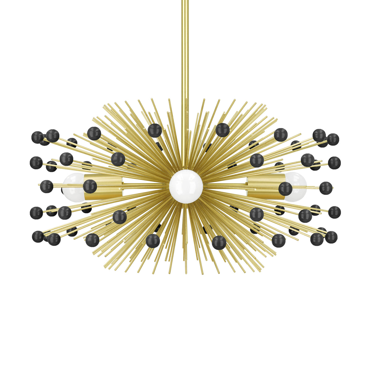 Brass and black color beaded Urchin chandelier 20" Dutton Brown lighting