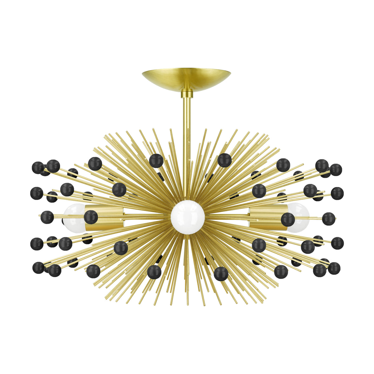Brass and black color Beaded Urchin flush mount 20" Dutton Brown lighting