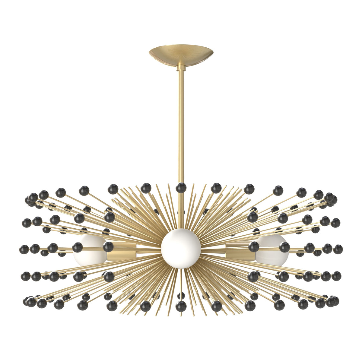 Brass and black color Beaded Urchin chandelier 27" Dutton Brown lighting