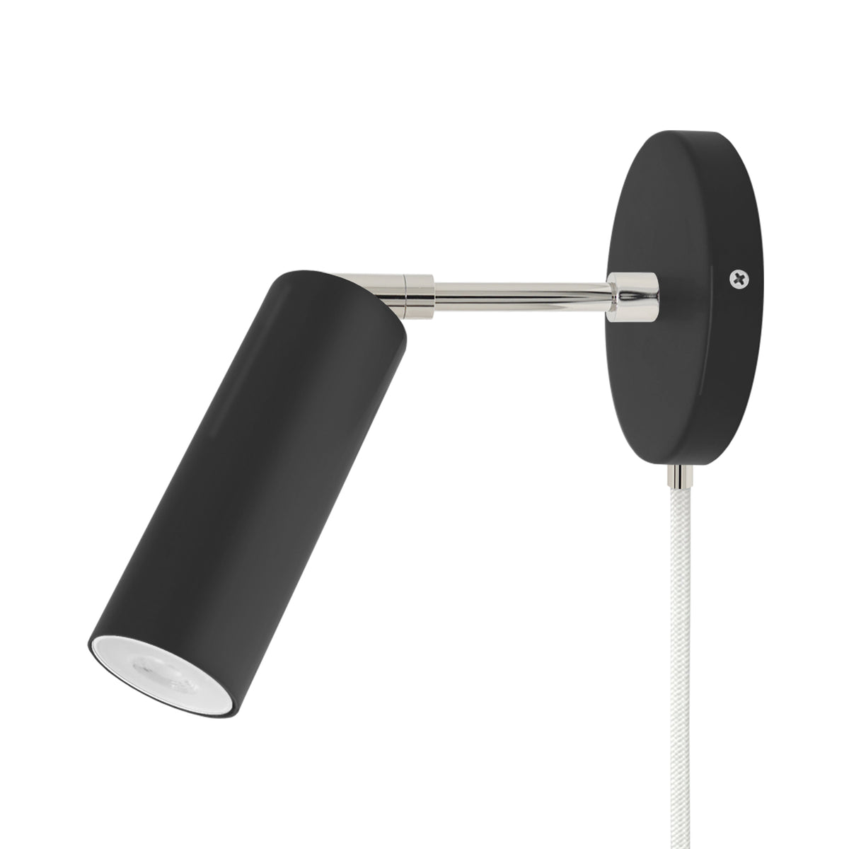 Nickel and black color Reader plug-in sconce 3" arm Dutton Brown lighting