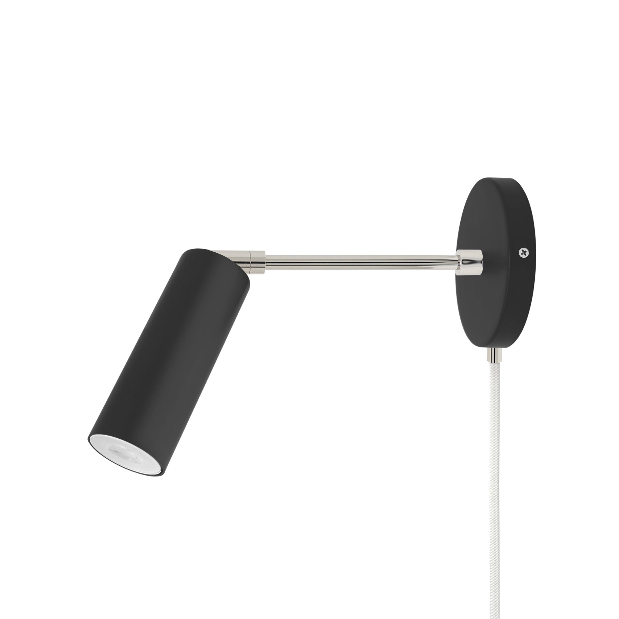 Nickel and black color Reader plug-in sconce 6" arm Dutton Brown lighting