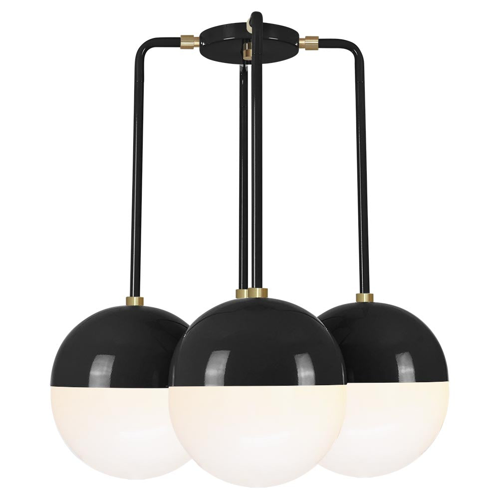 Brass and black color Tetra chandelier Dutton Brown lighting