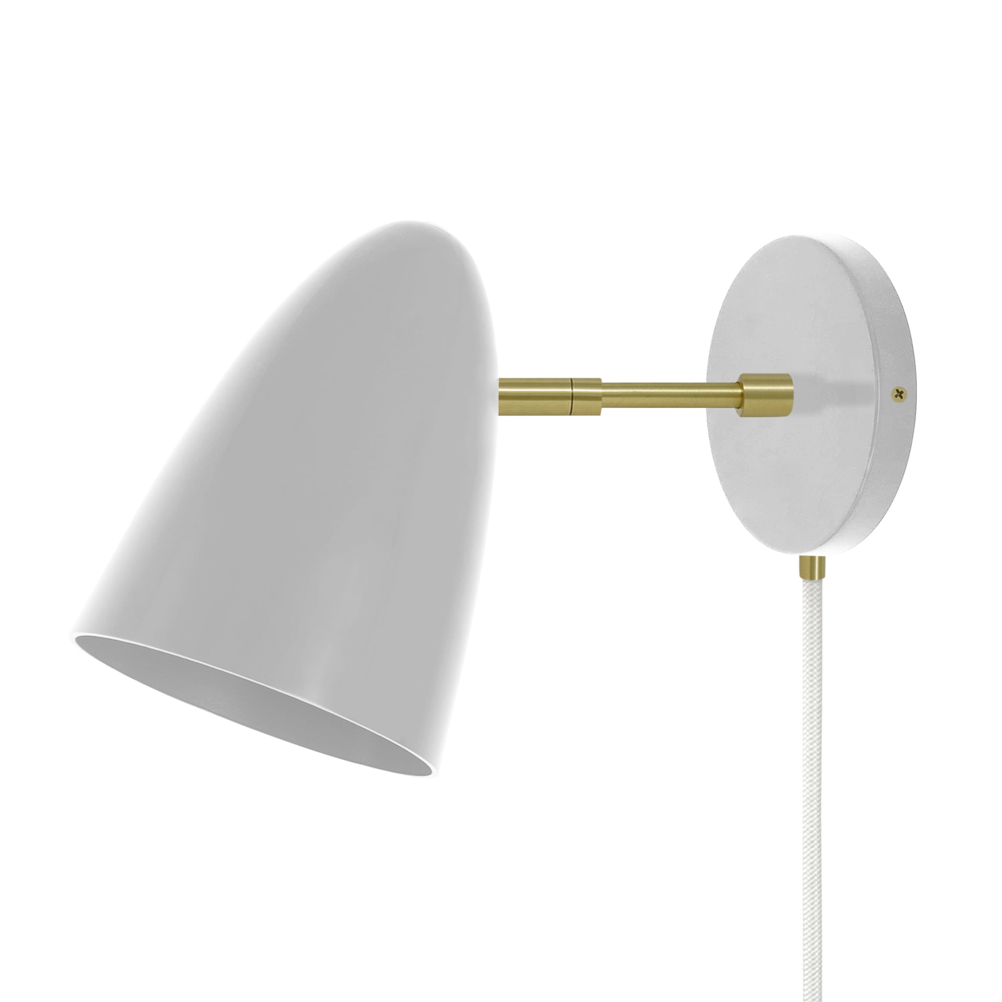 Brass and chalk color Boom plug-in sconce 3" arm Dutton Brown lighting