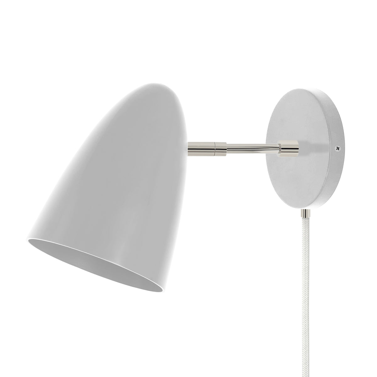 Nickel and chalk color Boom plug-in sconce 3" arm Dutton Brown lighting