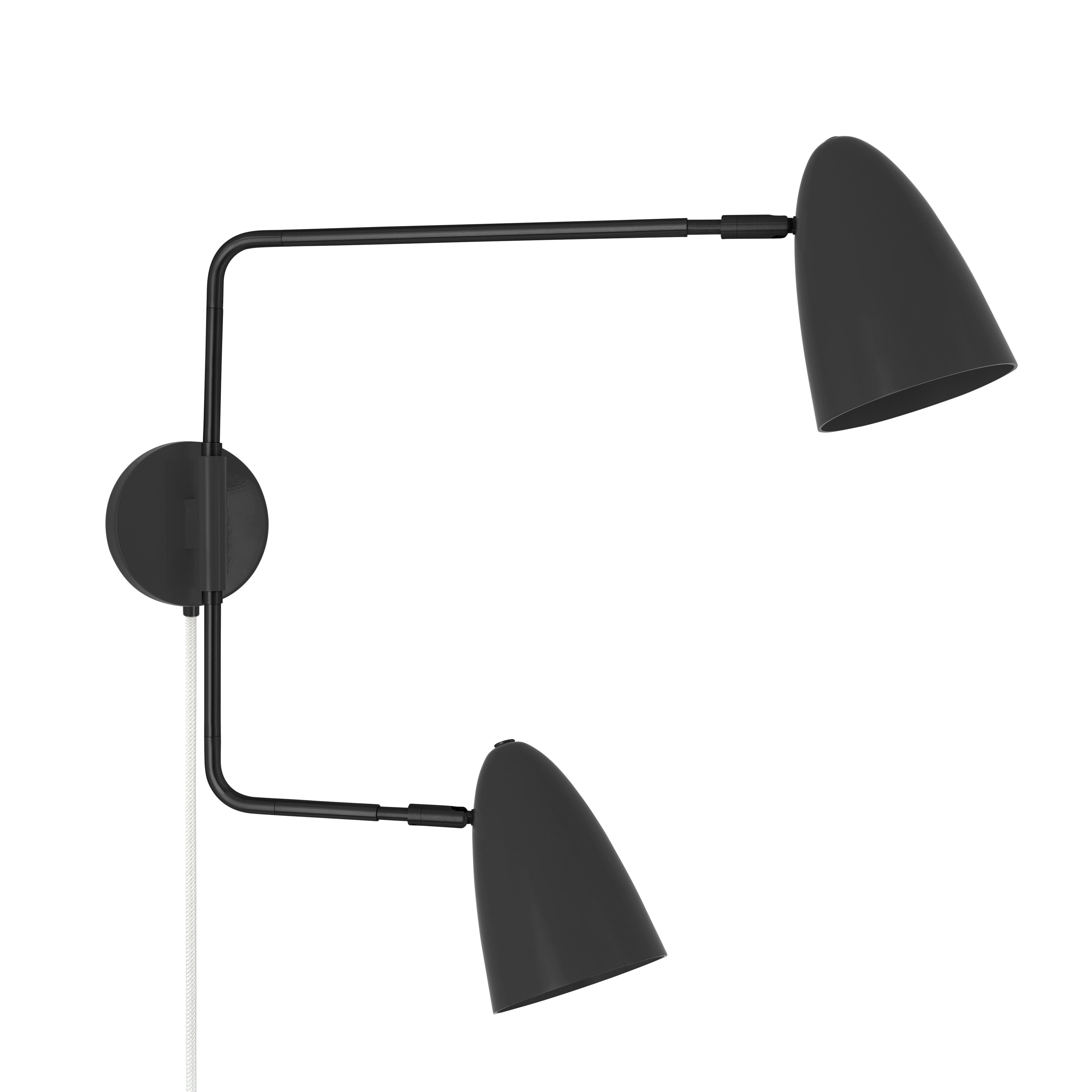 Black and black color Boom Double Swing Arm plug-in sconce Dutton Brown lighting