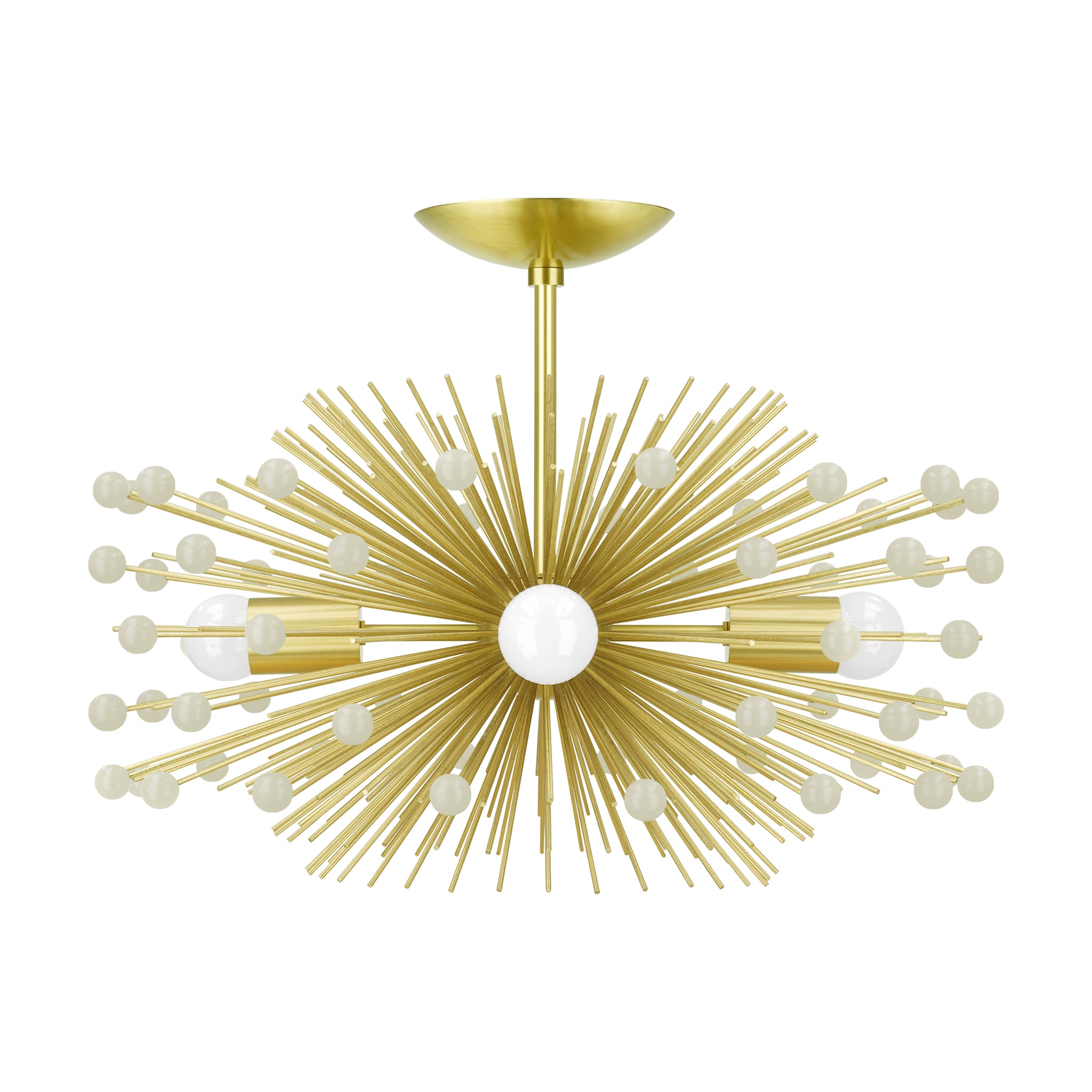Brass and bone color Beaded Urchin flush mount 20" Dutton Brown lighting