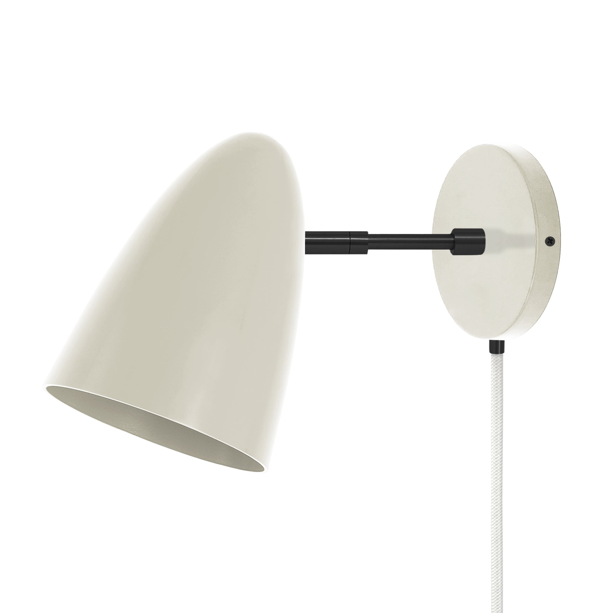 Black and bone color Boom plug-in sconce 3" arm Dutton Brown lighting