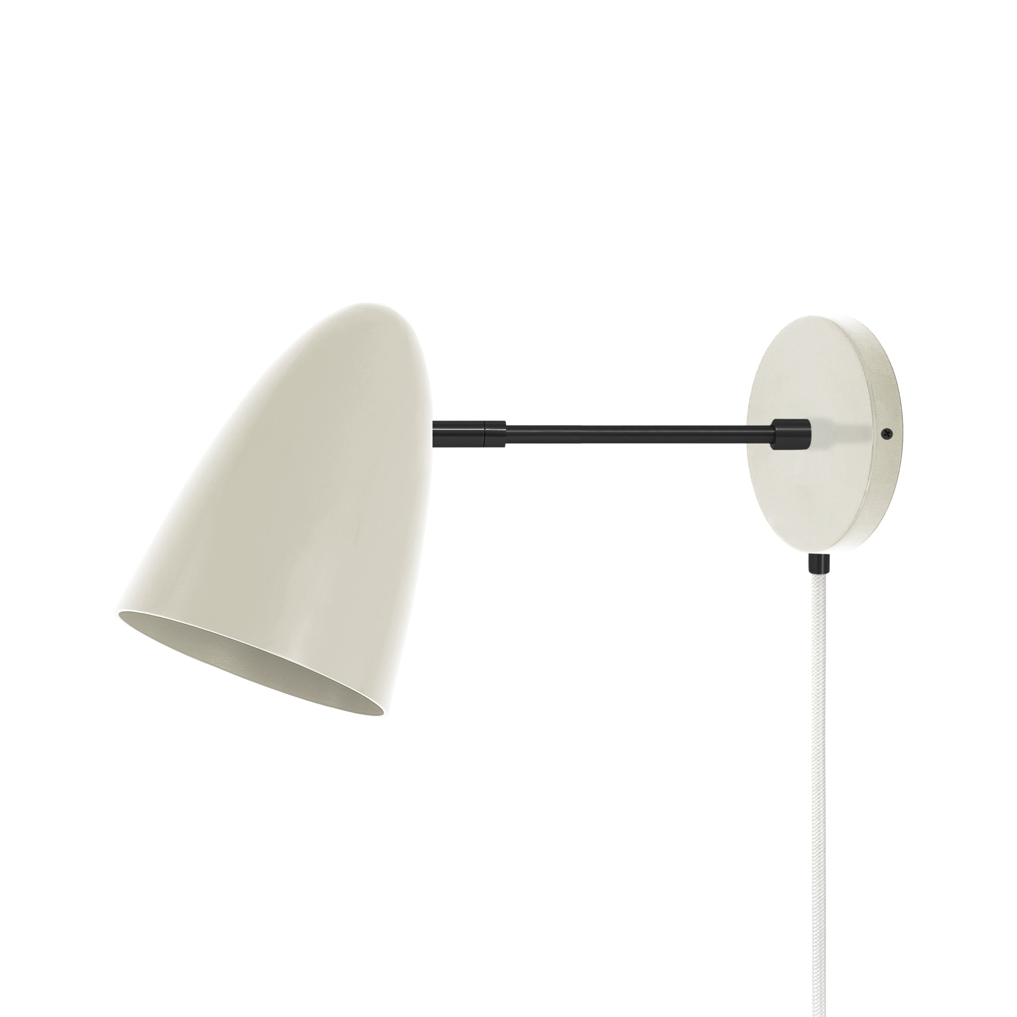 Black and bone color Boom plug-in sconce 6" arm Dutton Brown lighting