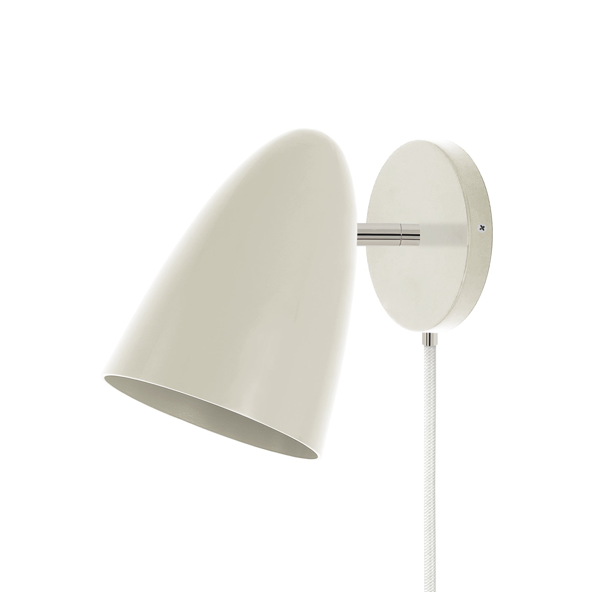 Nickel and bone color Boom plug-in sconce no arm Dutton Brown lighting