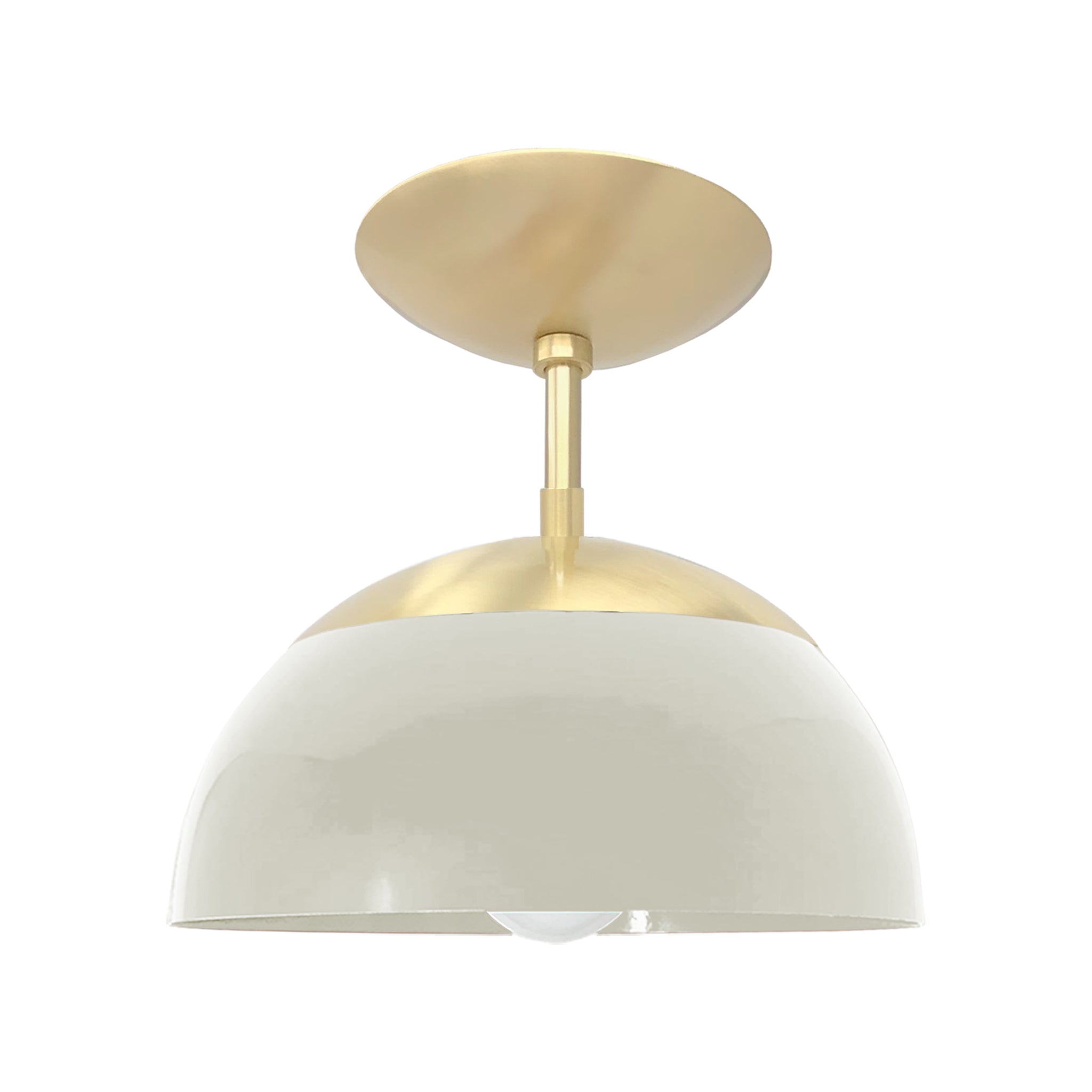 Brass and bone color Cadbury flush mount 10" Dutton Brown lighting