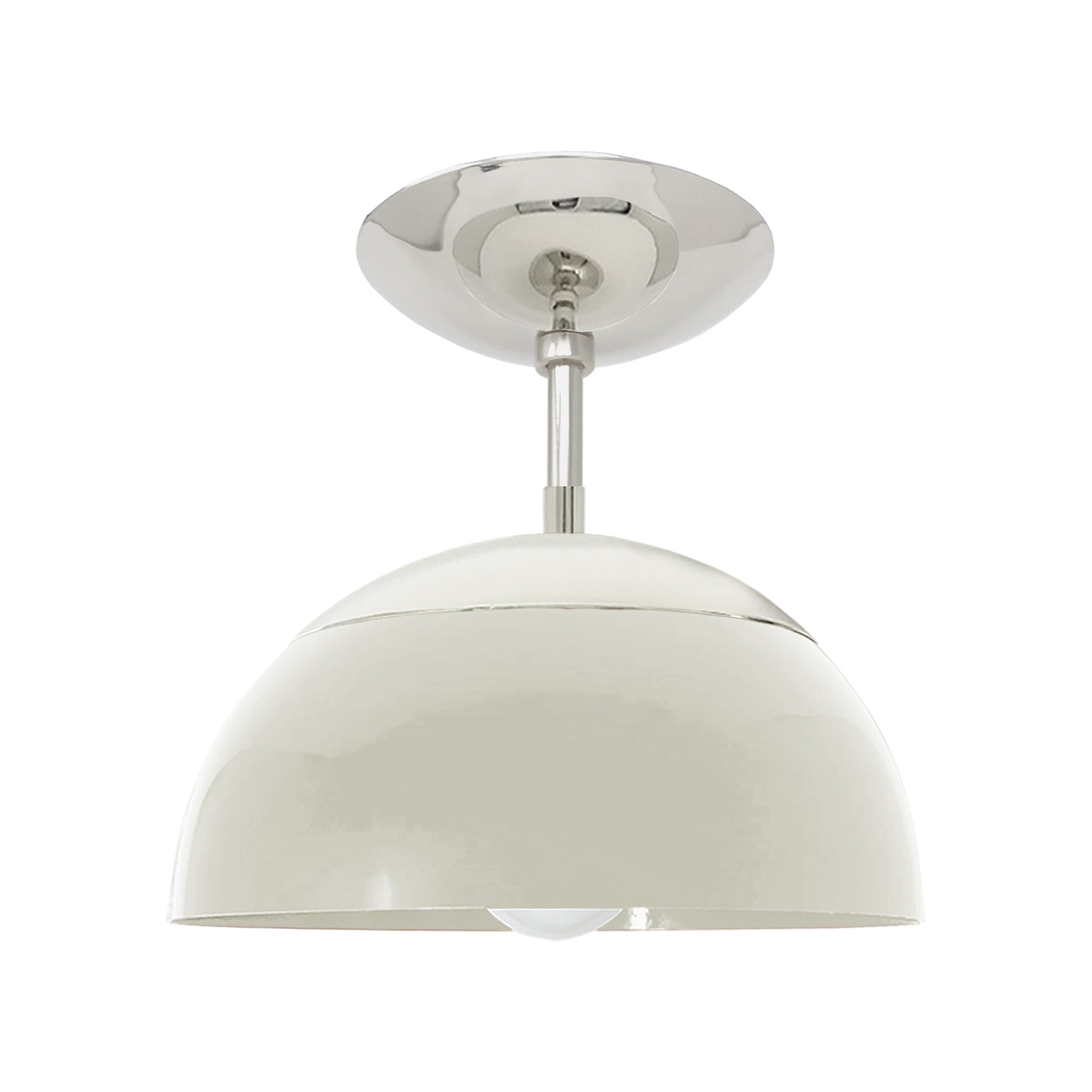 Nickel and bone color Cadbury flush mount 10" Dutton Brown lighting