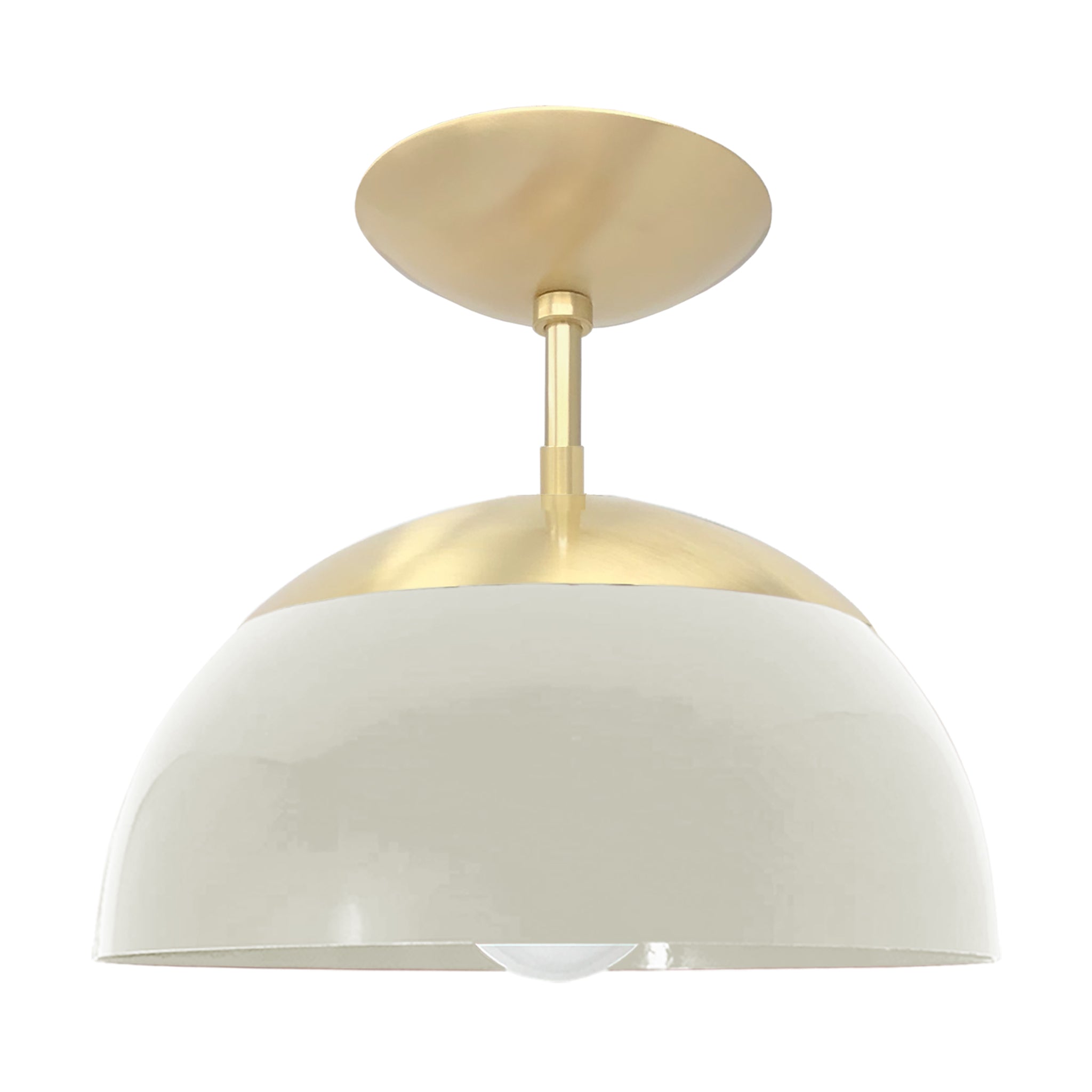 Brass and bone color Cadbury flush mount 12" Dutton Brown lighting