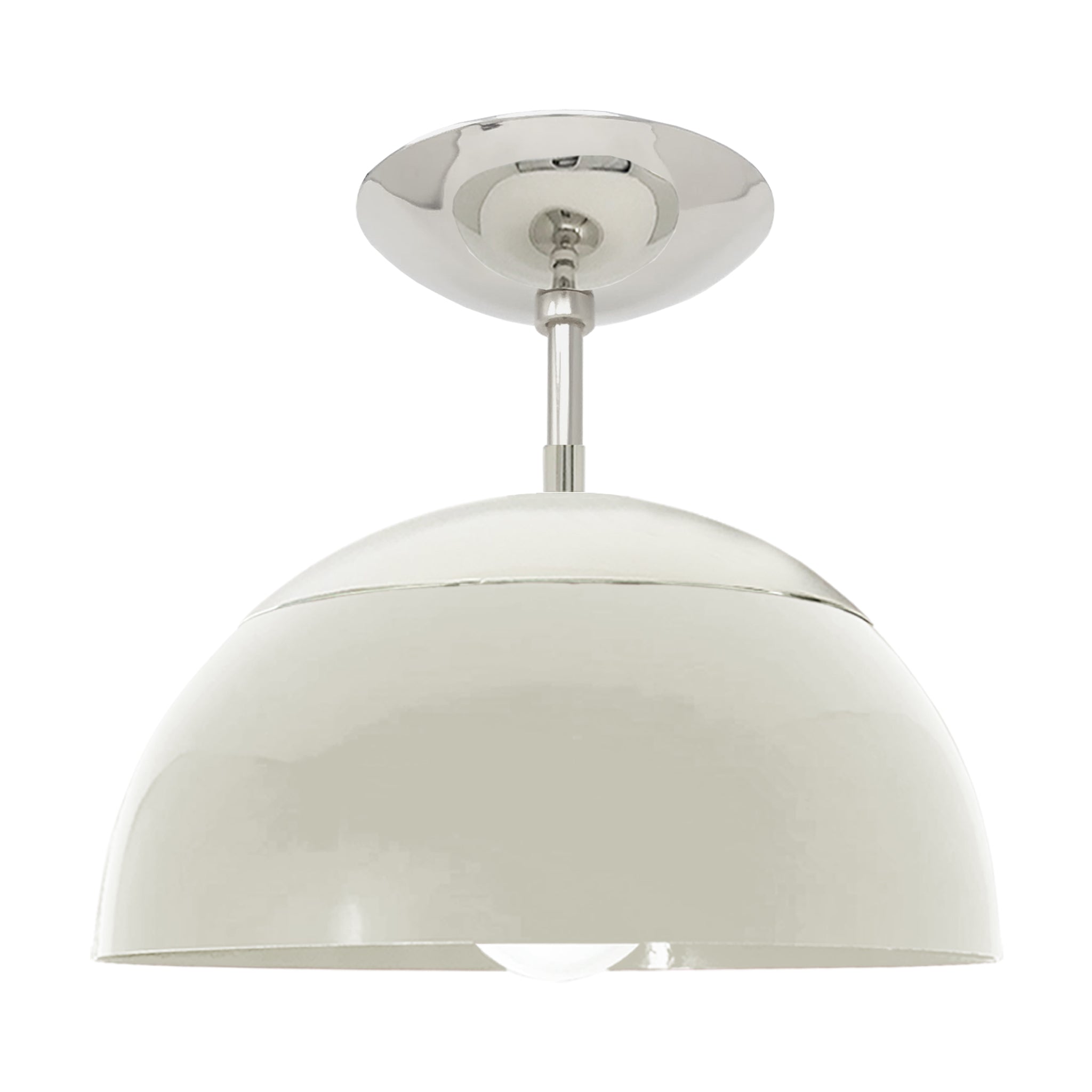 Nickel and bone color Cadbury flush mount 12" Dutton Brown lighting