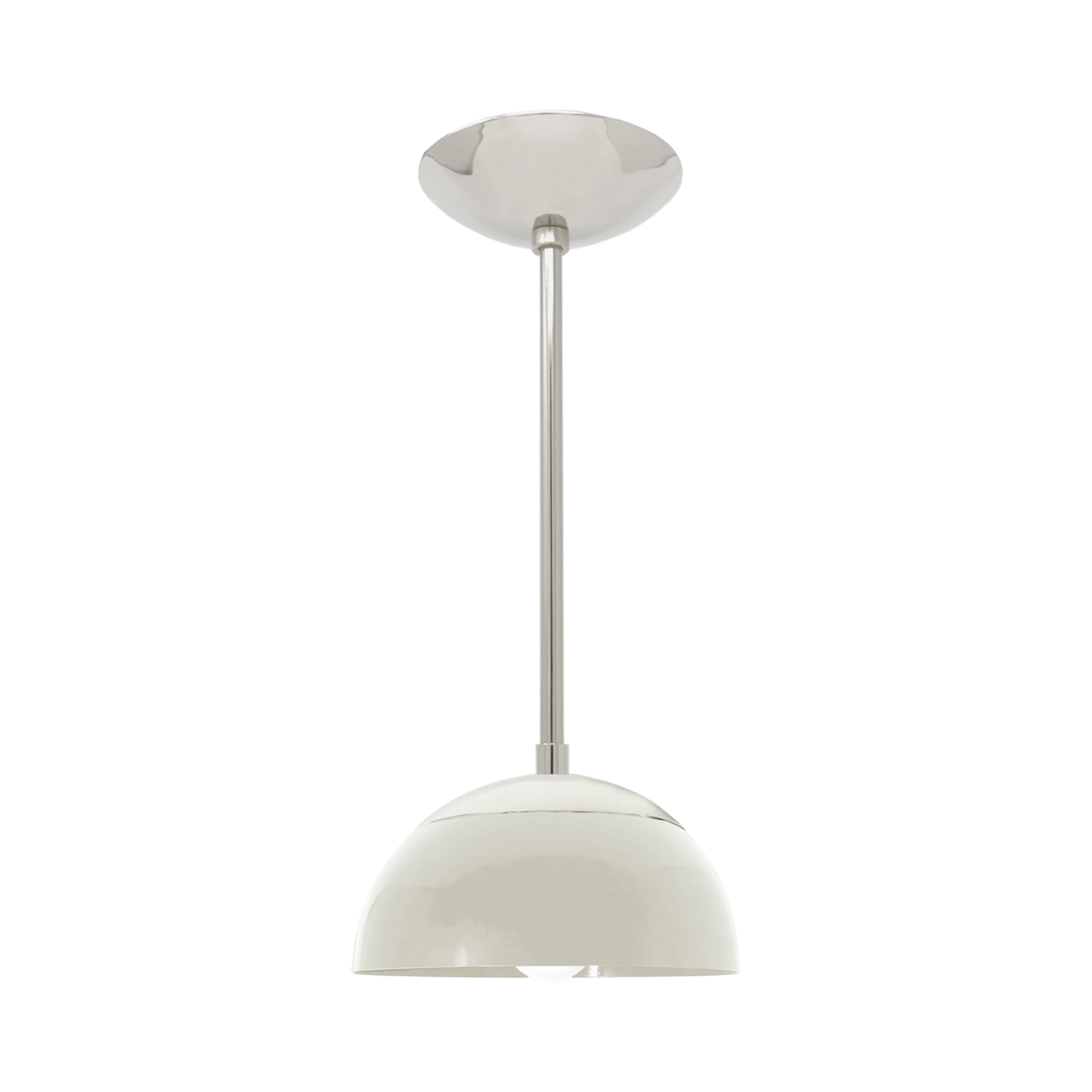 Nickel and bone color Cadbury pendant 8" Dutton Brown lighting