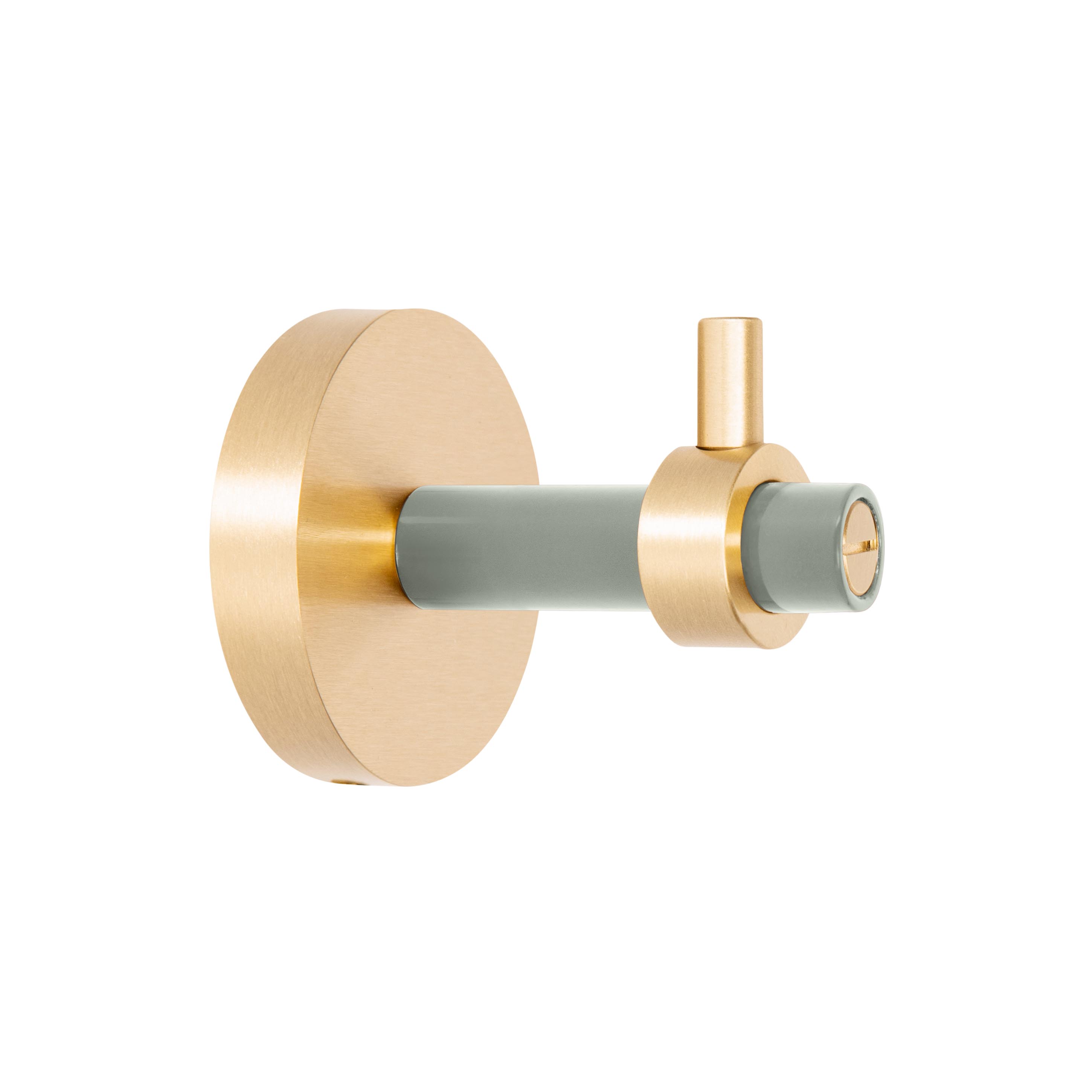 Brass and spa color Caliber hook Dutton Brown hardware
