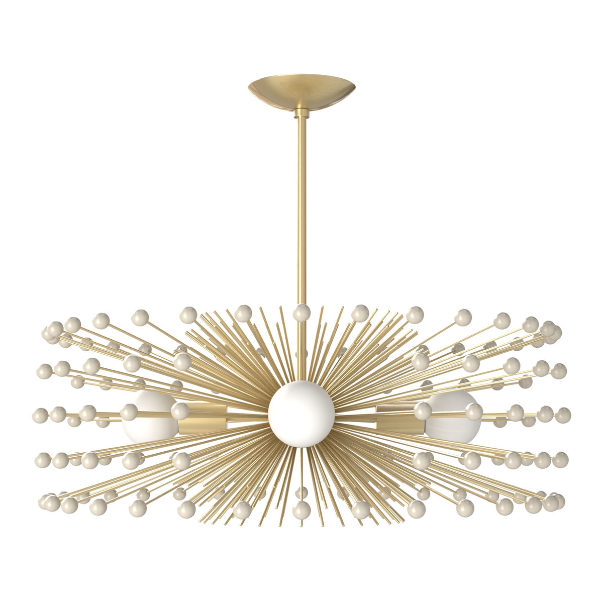 Brass and bone color Beaded Urchin chandelier 27" Dutton Brown lighting