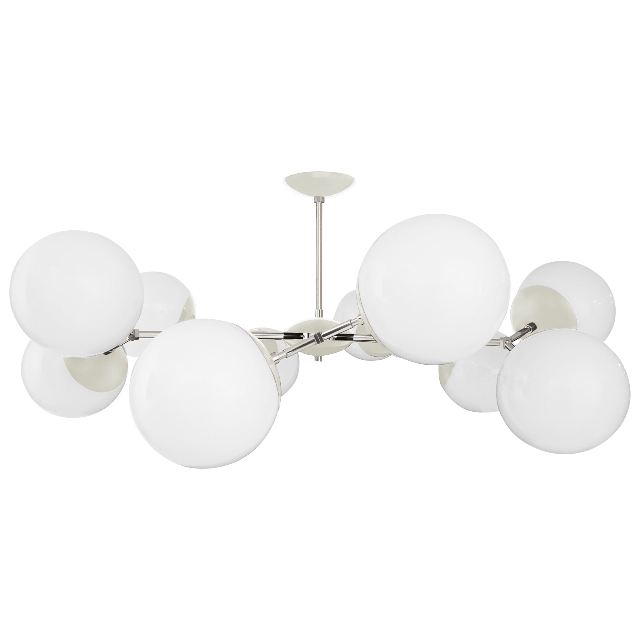 Nickel and bone color Crown flush mount 46" Dutton Brown lighting