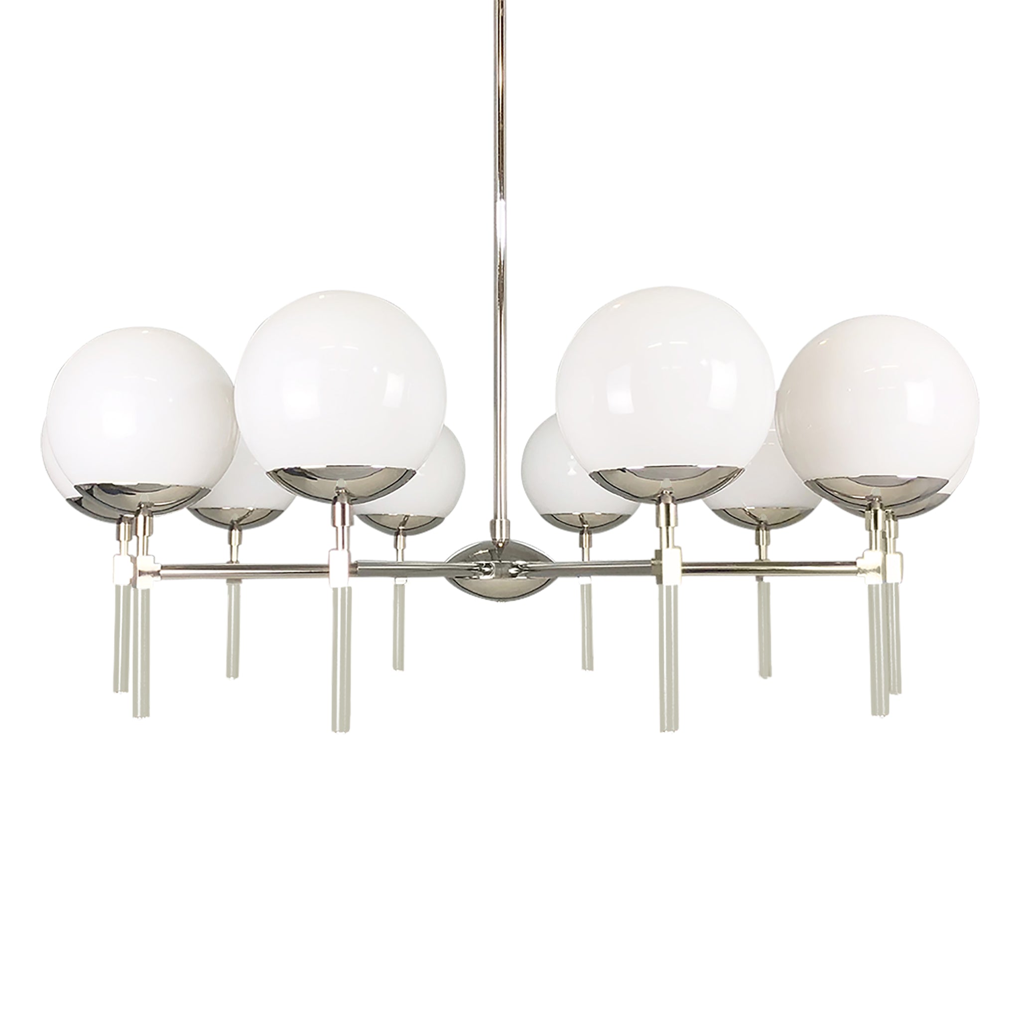 Nickel and bone color Lolli chandelier 36" Dutton Brown lighting