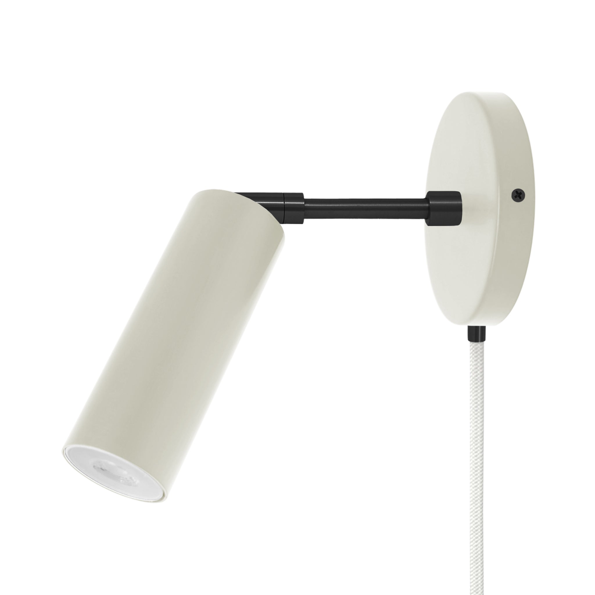 Black and bone color Reader plug-in sconce 3" arm Dutton Brown lighting