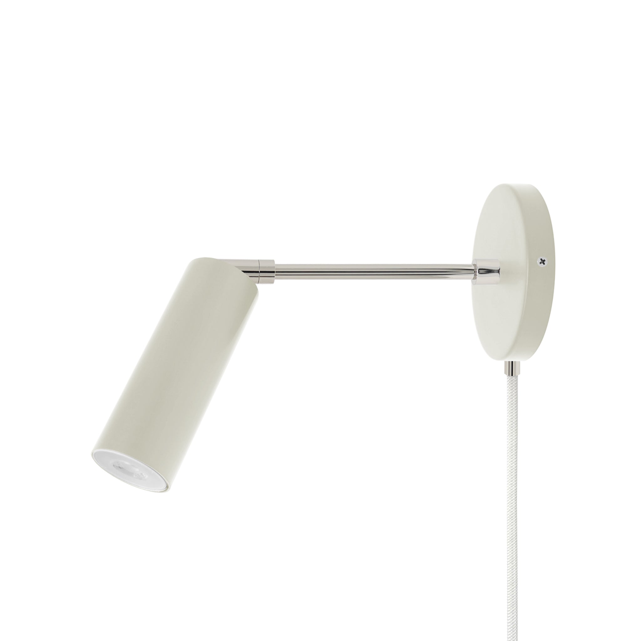 Nickel and bone color Reader plug-in sconce 6" arm Dutton Brown lighting