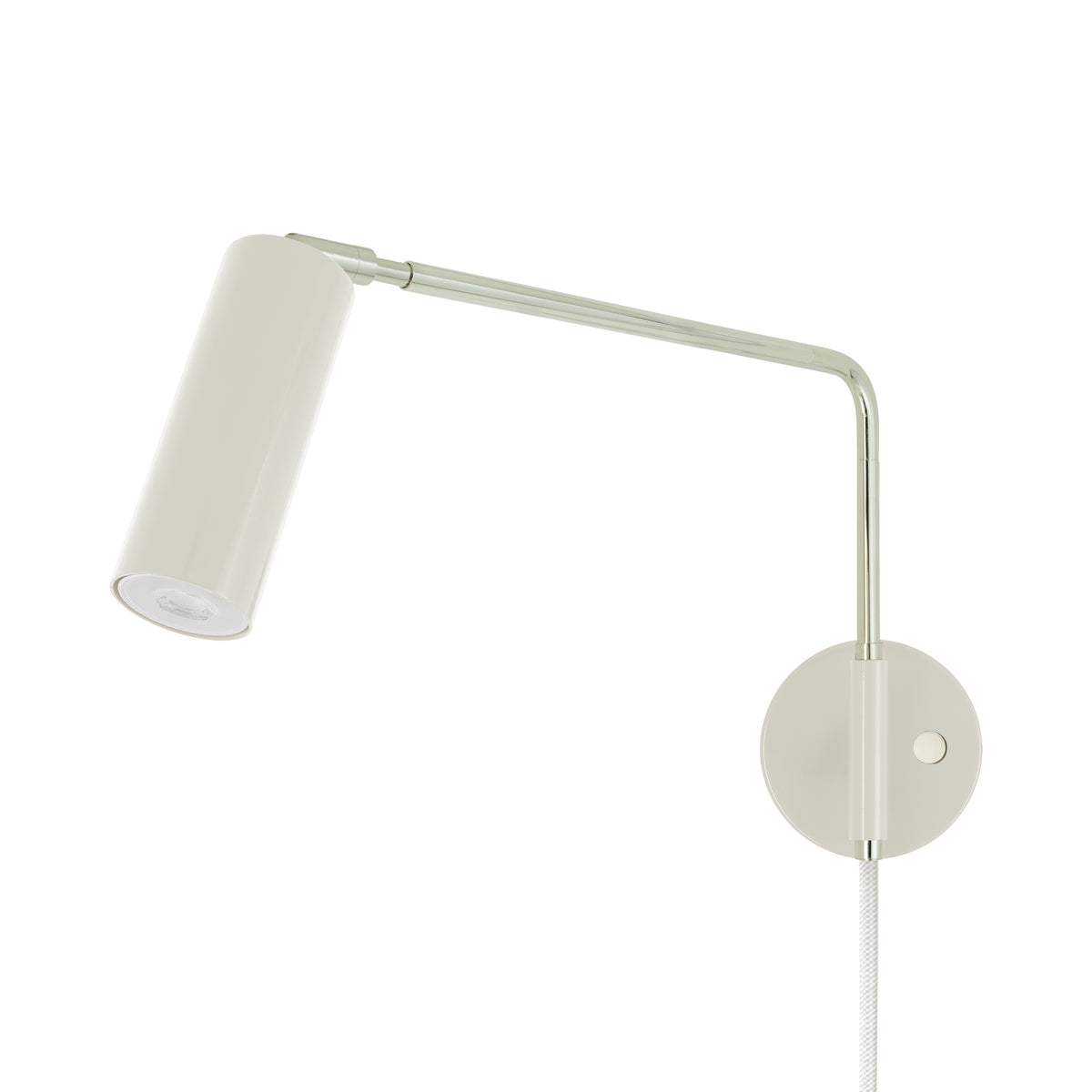 Nickel and bone color Reader Swing Arm plug-in sconce Dutton Brown lighting