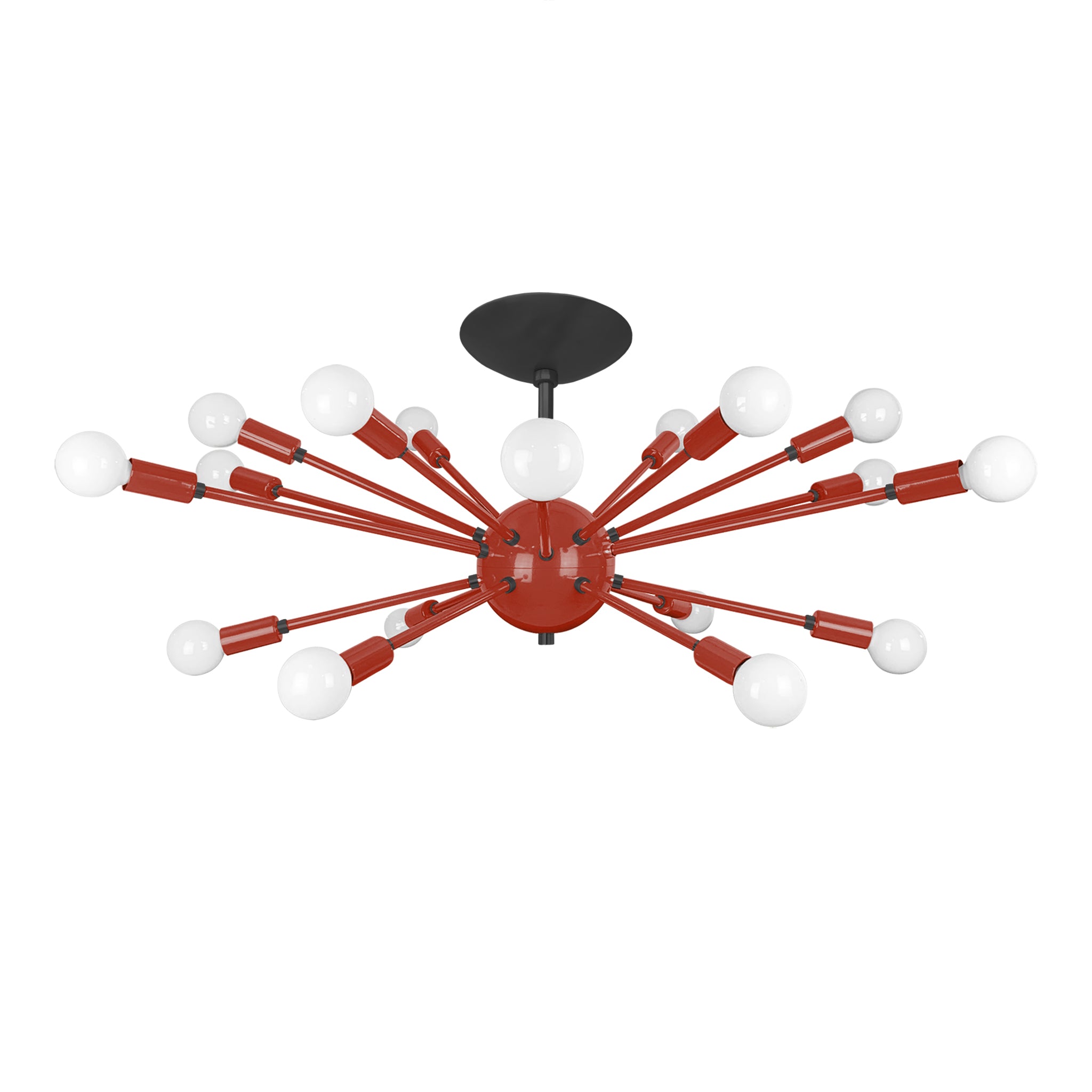Black and riding hood red color Elliptical Sputnik flush mount 32" Dutton Brown lighting