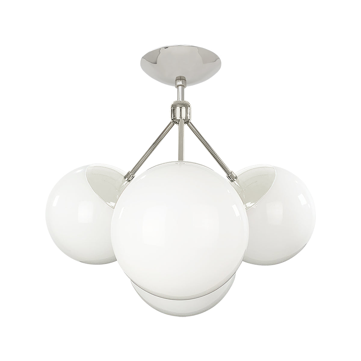 Nickel and white color Tetra flush mount Dutton Brown lighting