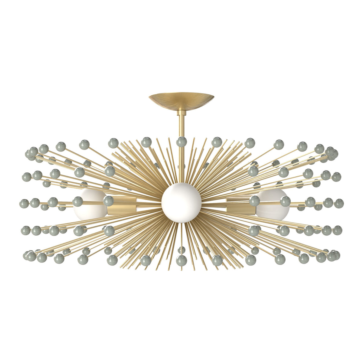 Brass and spa color Beaded Urchin flush mount 27" Dutton Brown lighting
