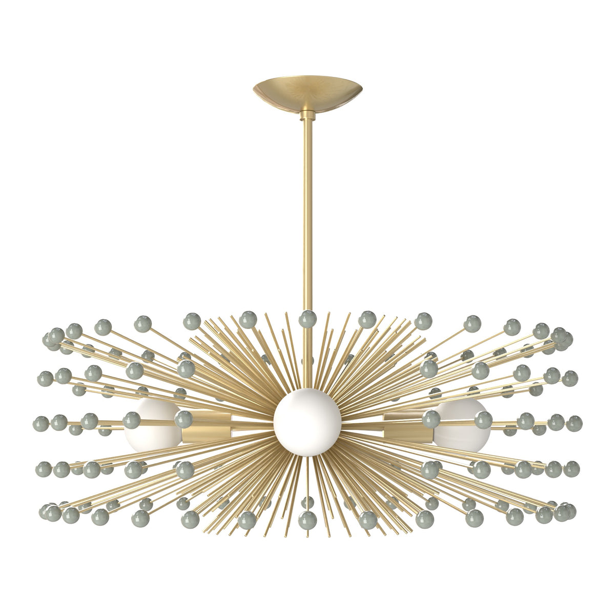 Brass and spa color Beaded Urchin chandelier 27" Dutton Brown lighting