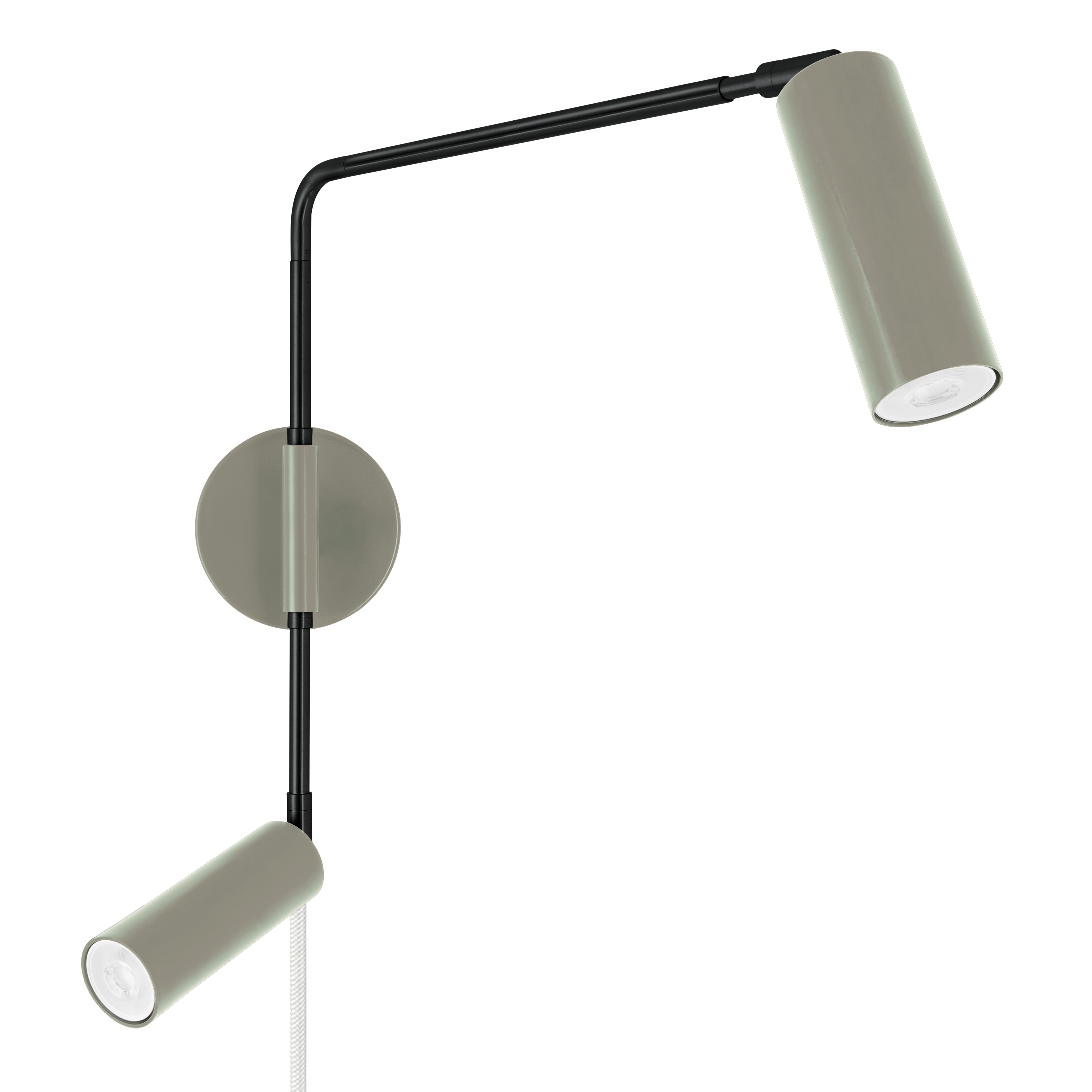 Black and spa color Reader Double Swing Arm plug-in sconce Dutton Brown lighting