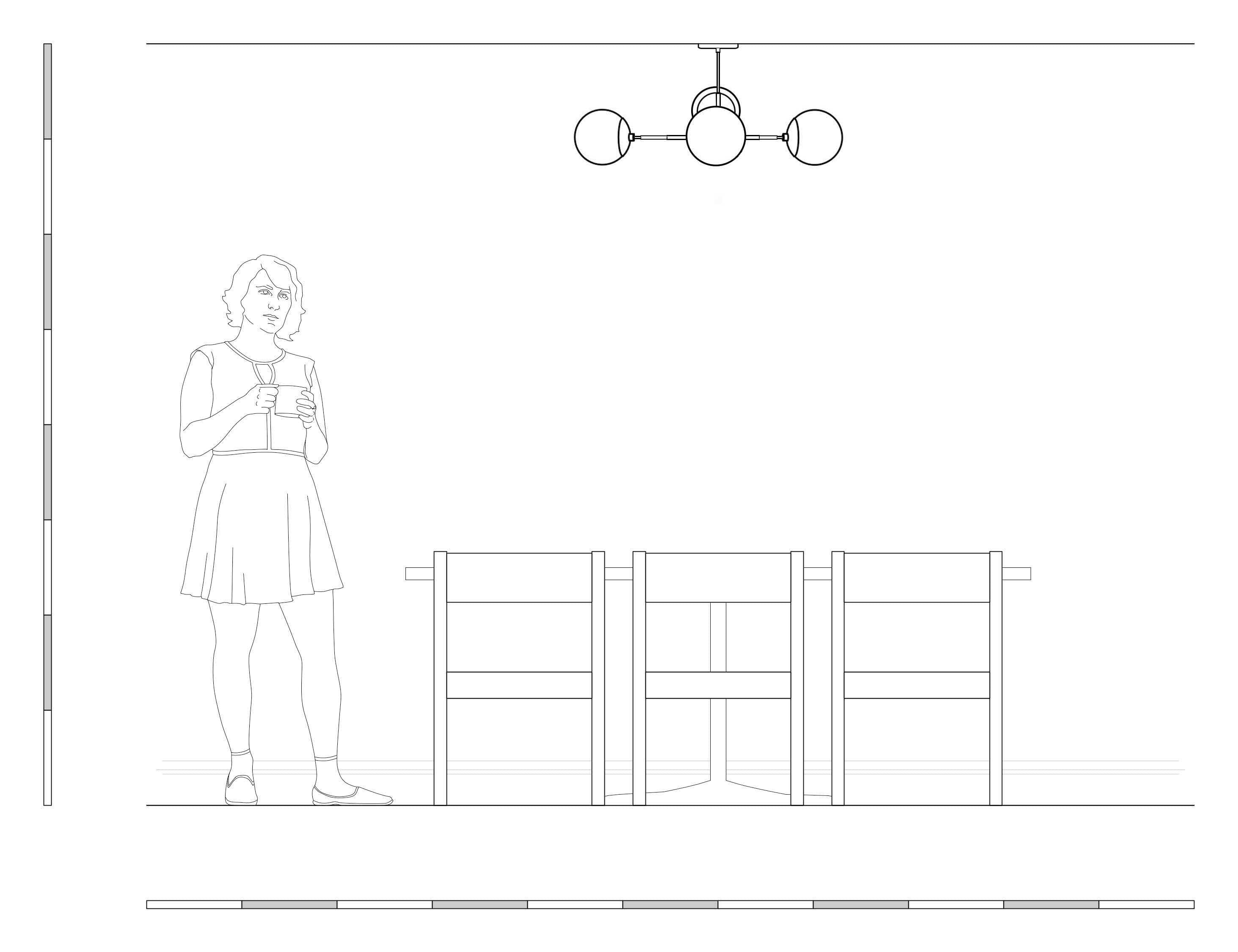 Elevation drawing Big Status flush mount Dutton Brown lighting
