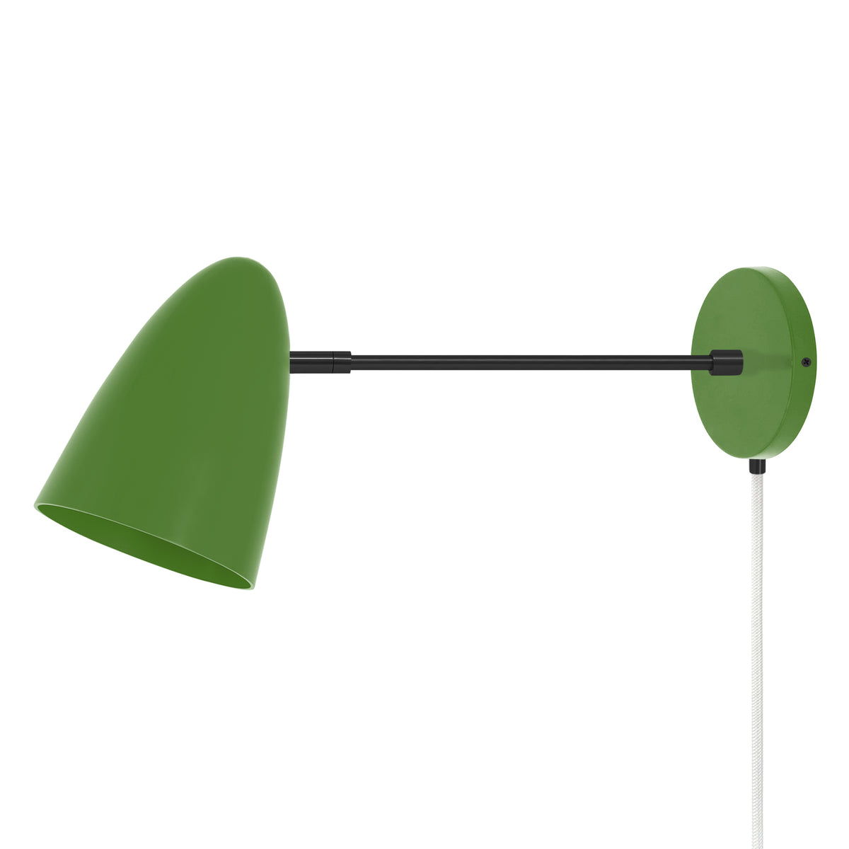 Black and python green color Boom plug-in sconce 10" arm Dutton Brown lighting