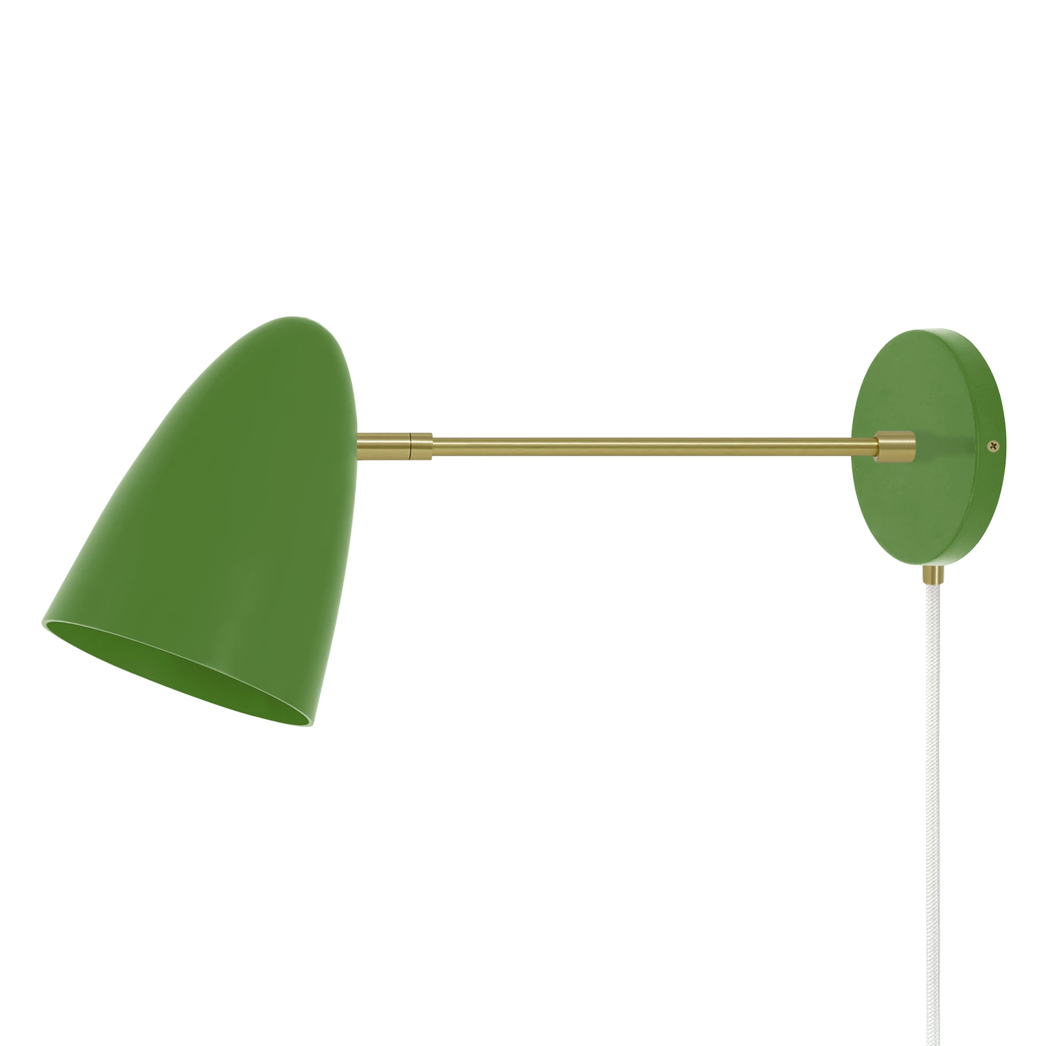 Brass and python green color Boom plug-in sconce 10" arm Dutton Brown lighting