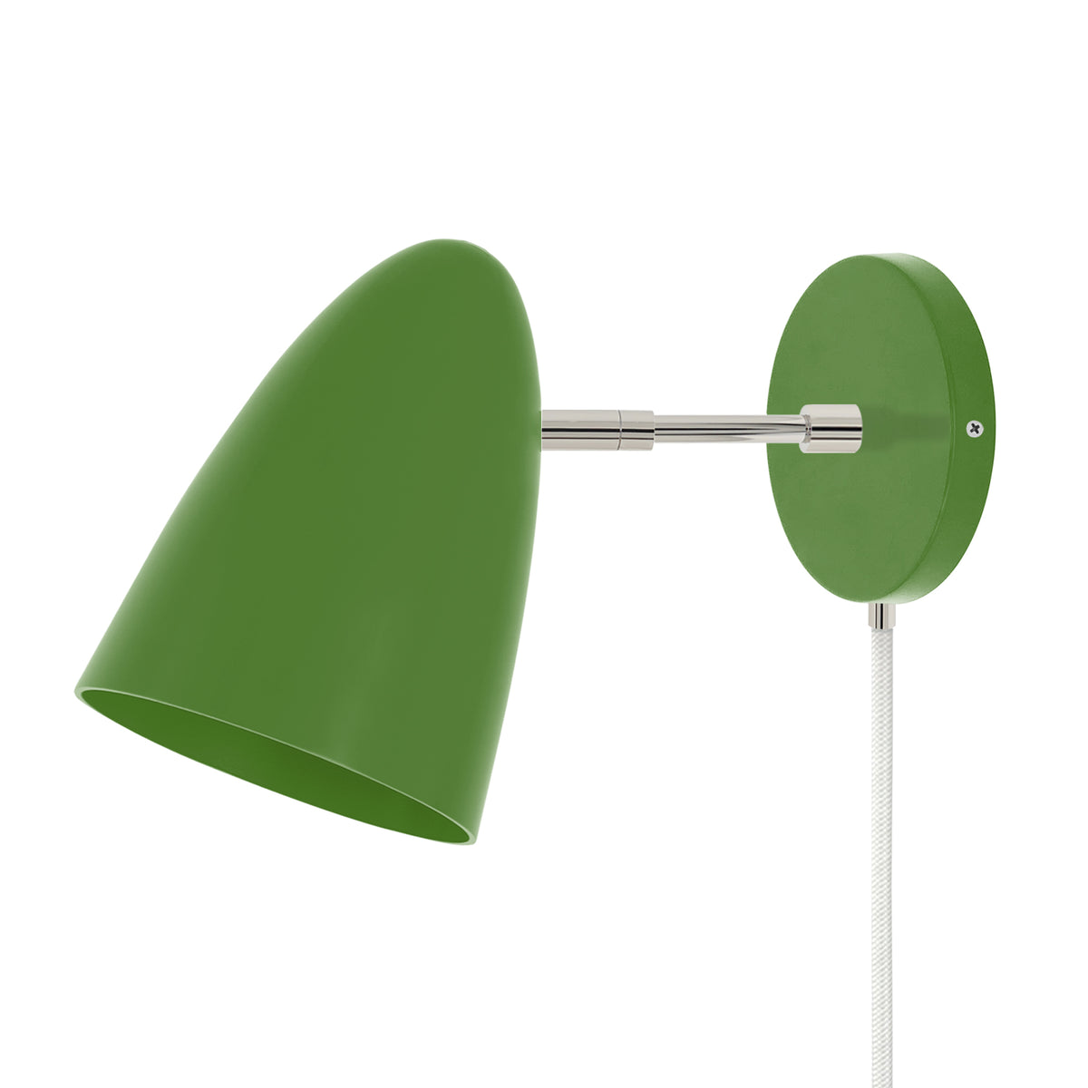 Nickel and python green color Boom plug-in sconce 3" arm Dutton Brown lighting