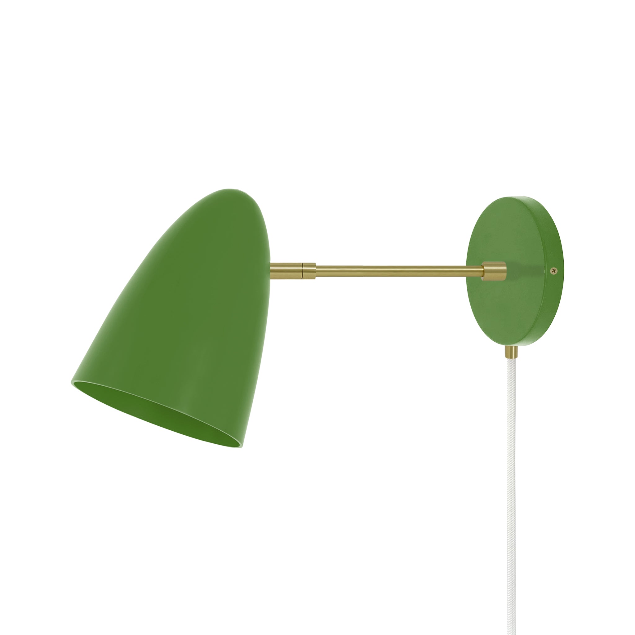 Brass and python green color Boom plug-in sconce 6" arm Dutton Brown lighting