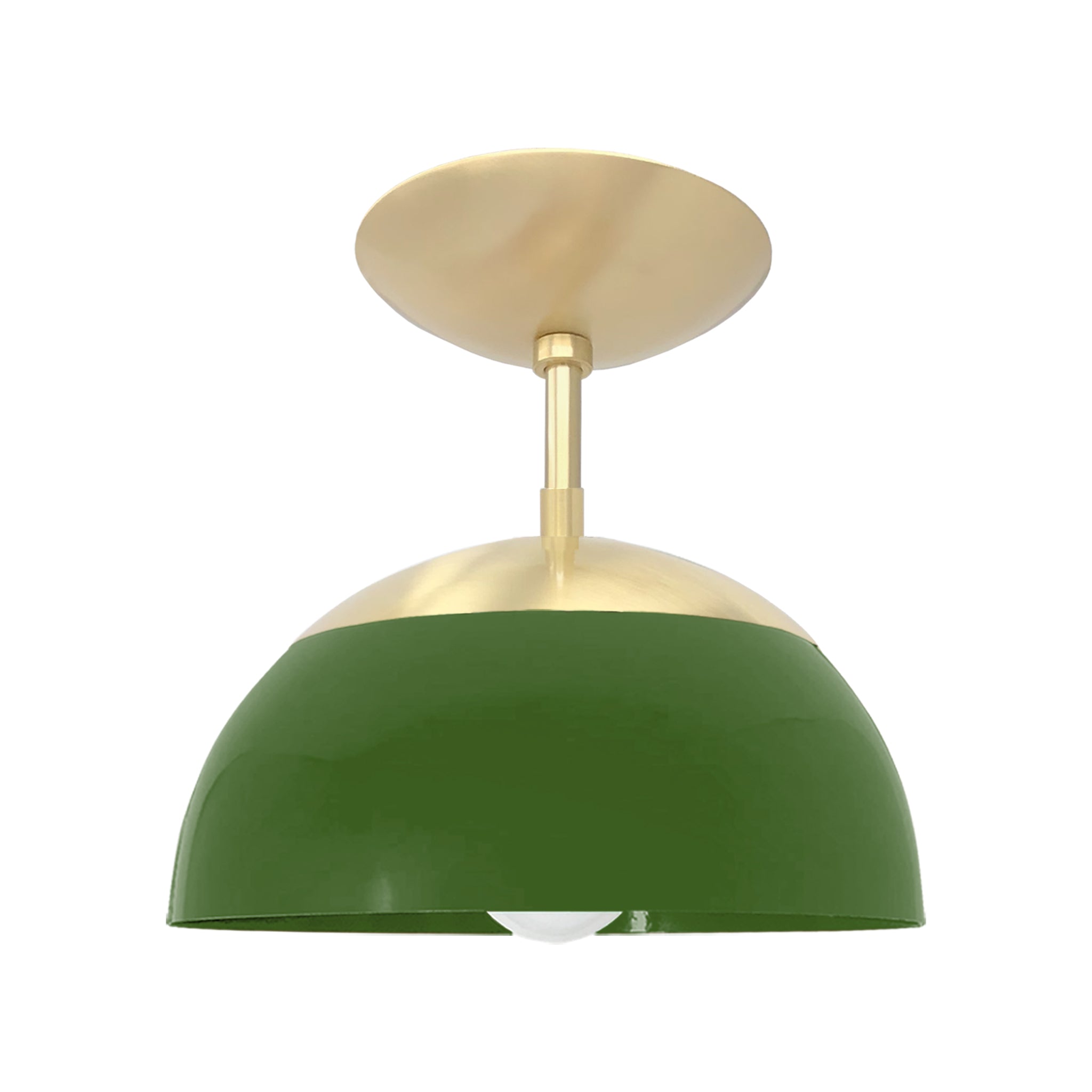 Brass and python green color Cadbury flush mount 10" Dutton Brown lighting