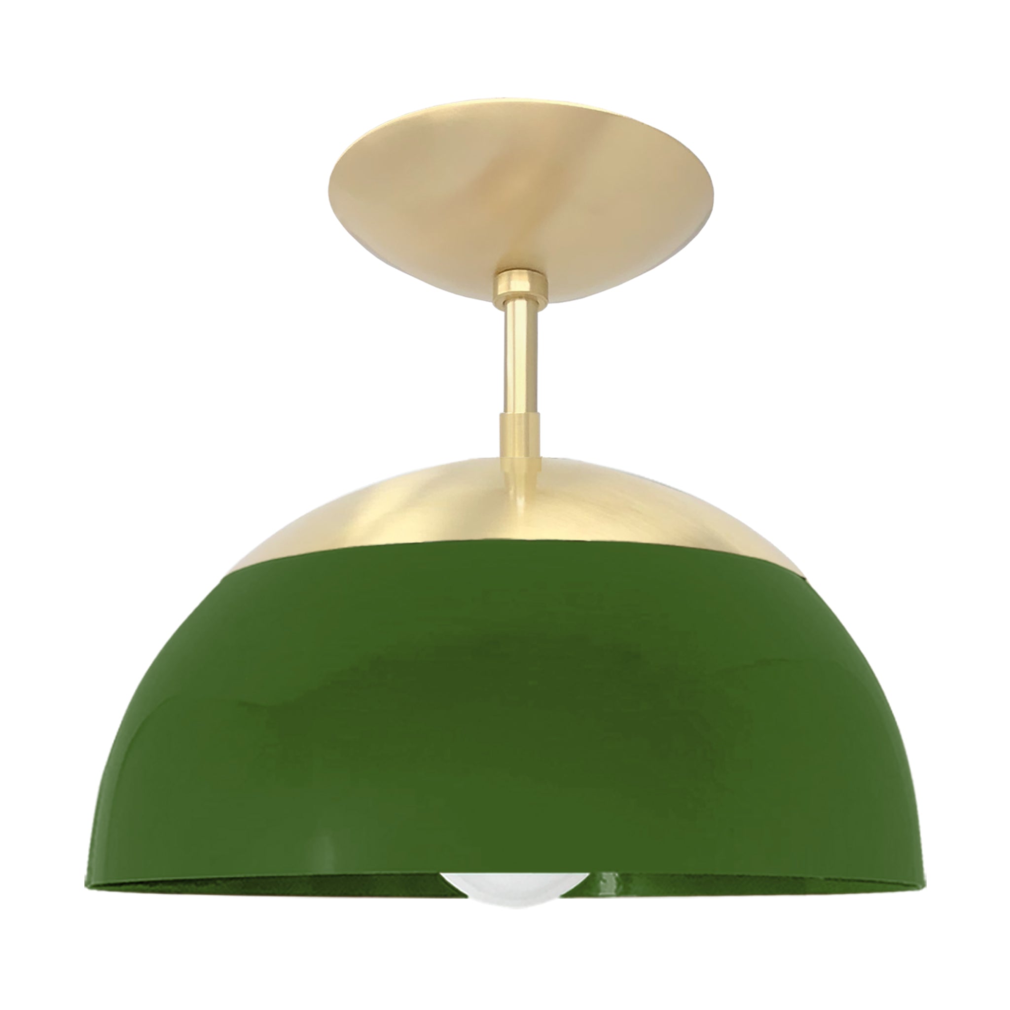 Brass and python green color Cadbury flush mount 12" Dutton Brown lighting