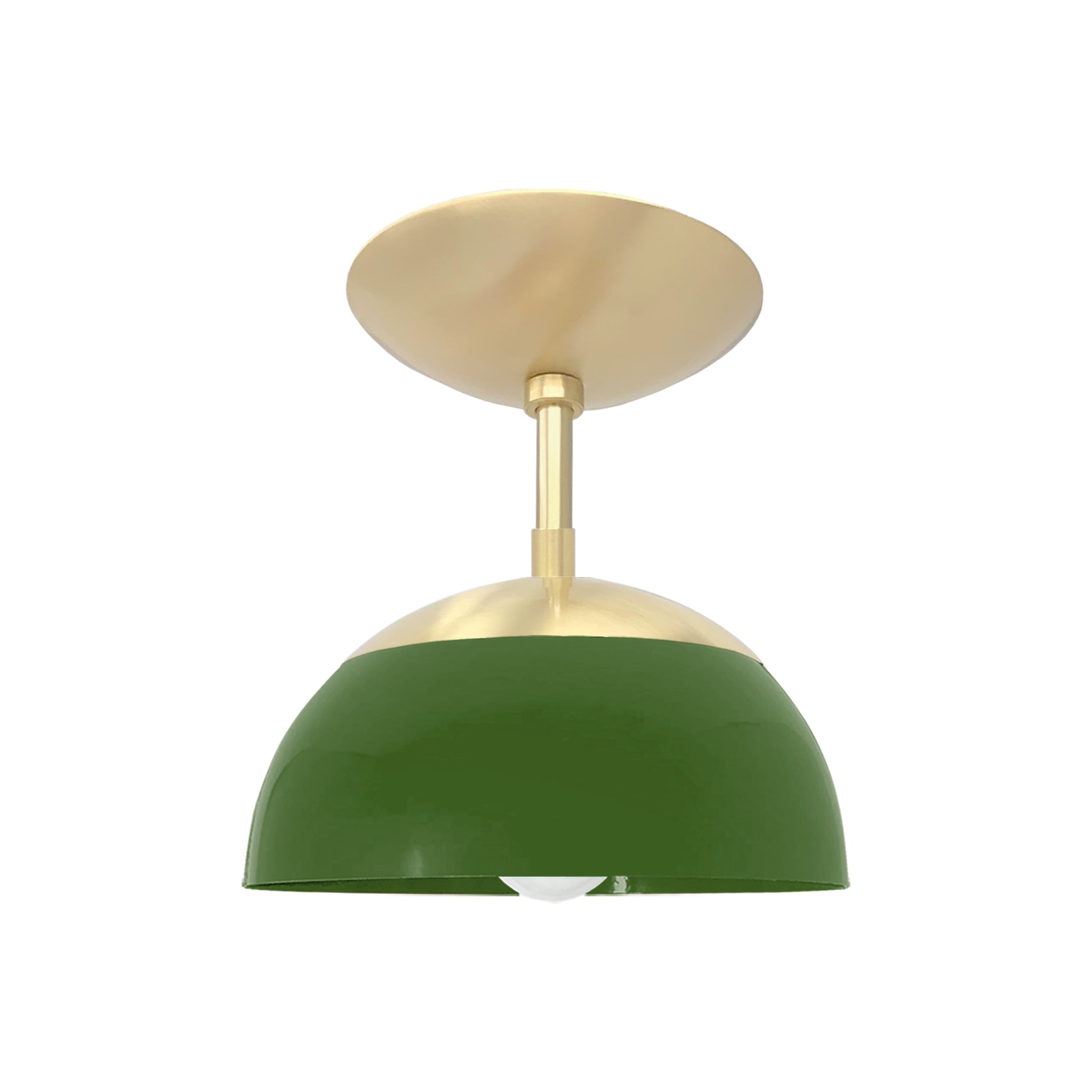 Brass and python green color Cadbury flush mount 8" Dutton Brown lighting