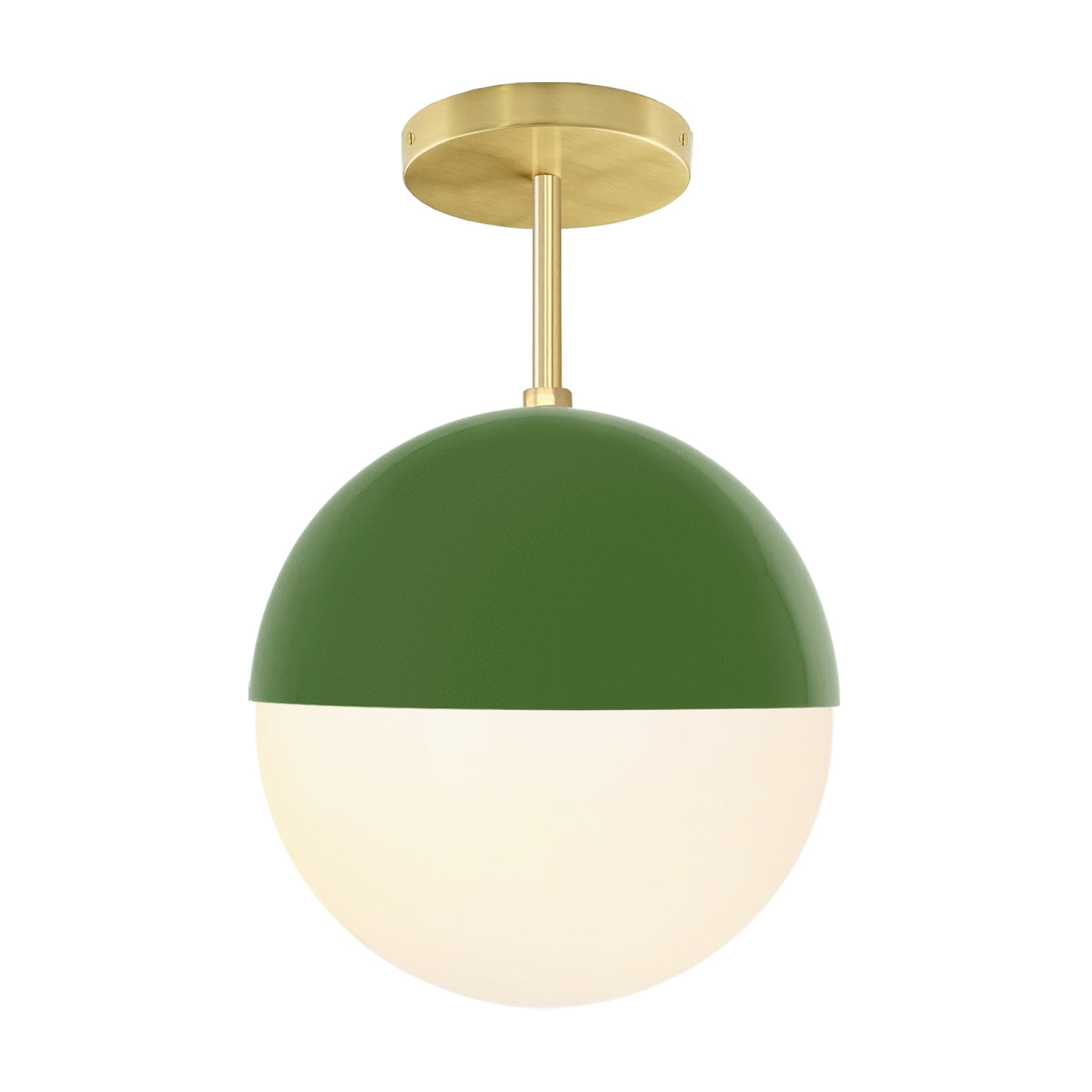 Brass and python green color Lure flush mount 10" Dutton Brown lighting