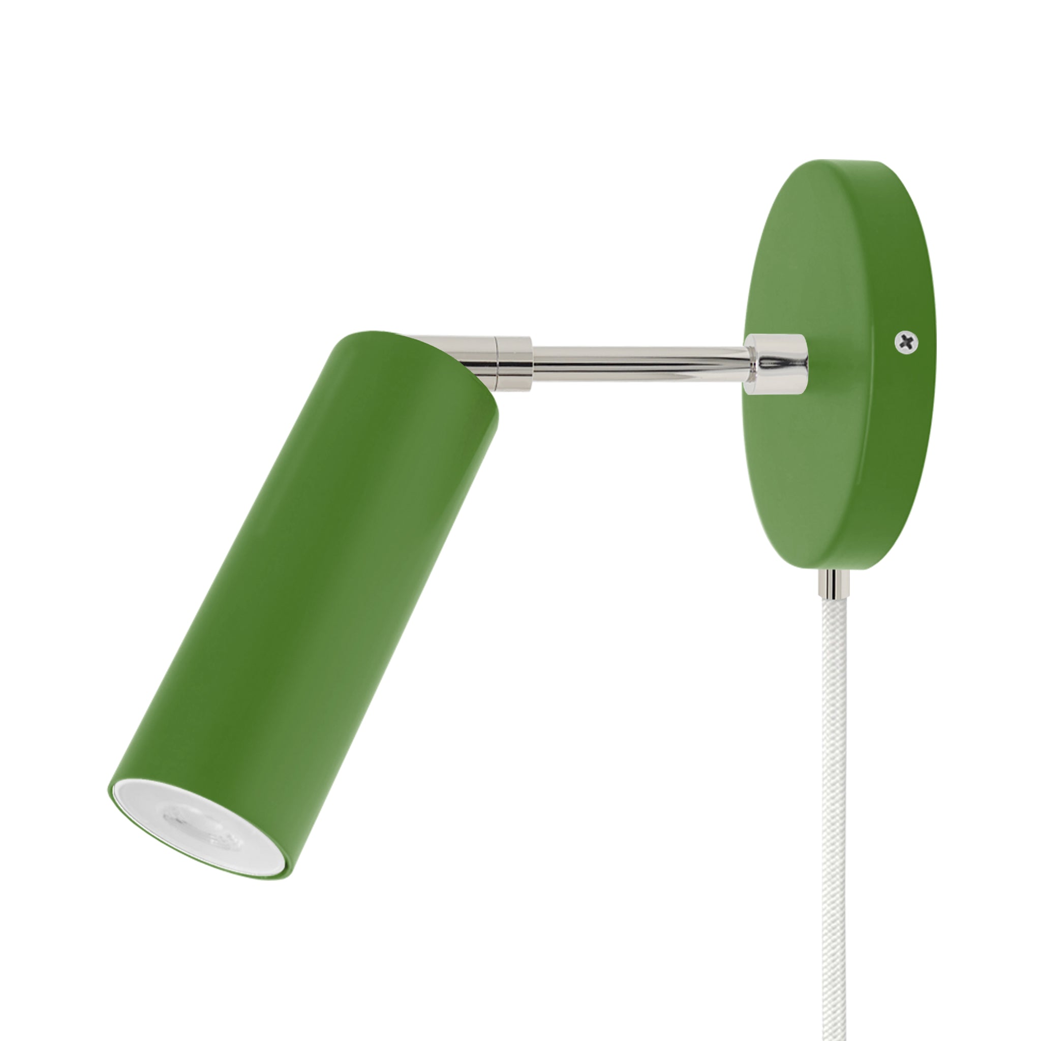 Nickel and lagoon color Reader plug-in sconce 3" arm Dutton Brown lighting