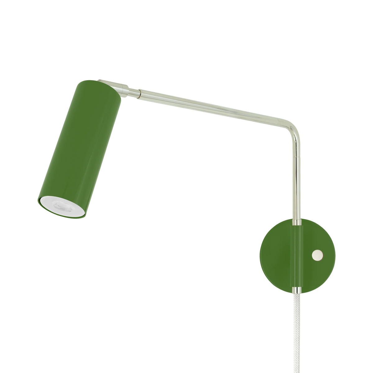 Nickel and python green color Reader Swing Arm plug-in sconce Dutton Brown lighting