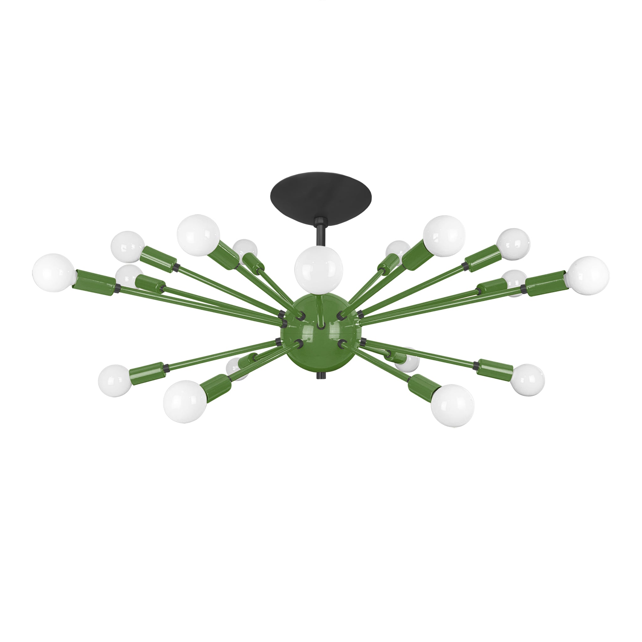 Black and python green color Elliptical Sputnik flush mount 32" Dutton Brown lighting