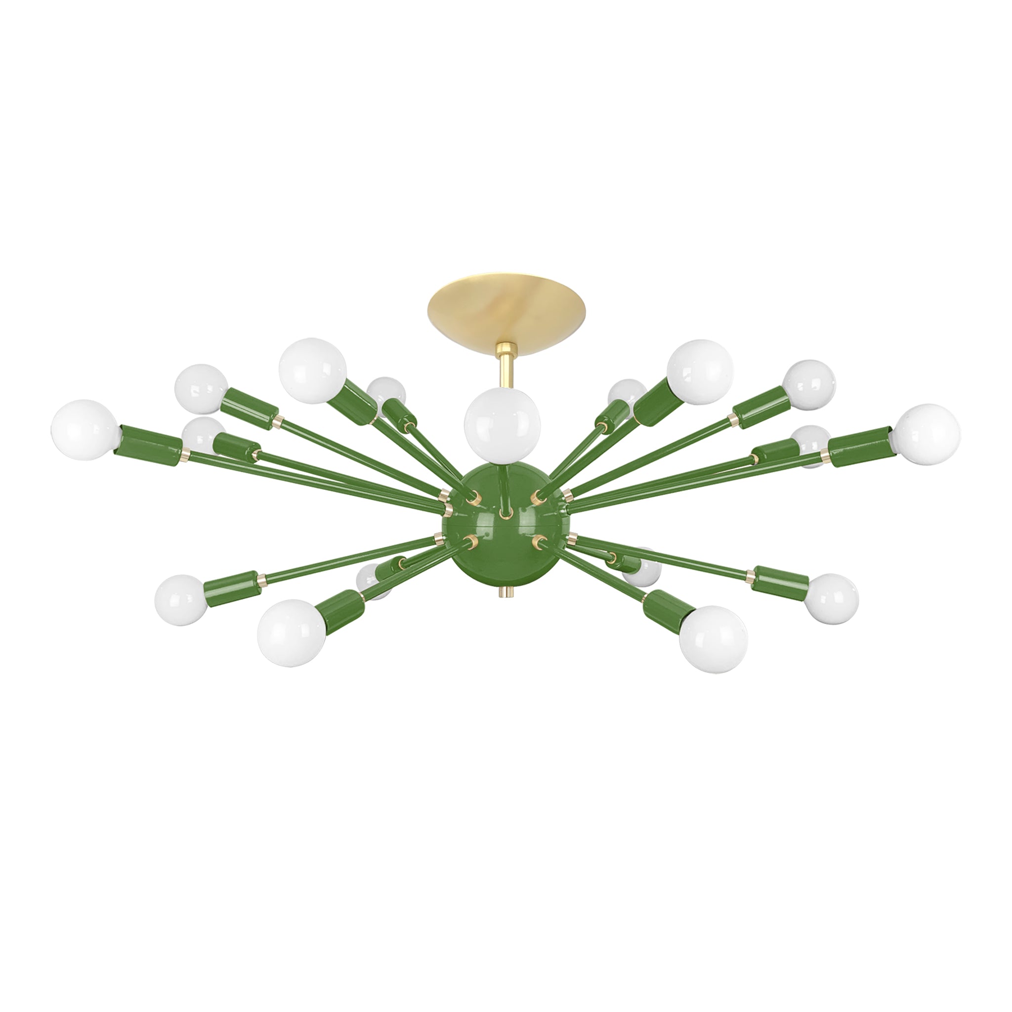 Brass and python green color Elliptical Sputnik flush mount 32" Dutton Brown lighting