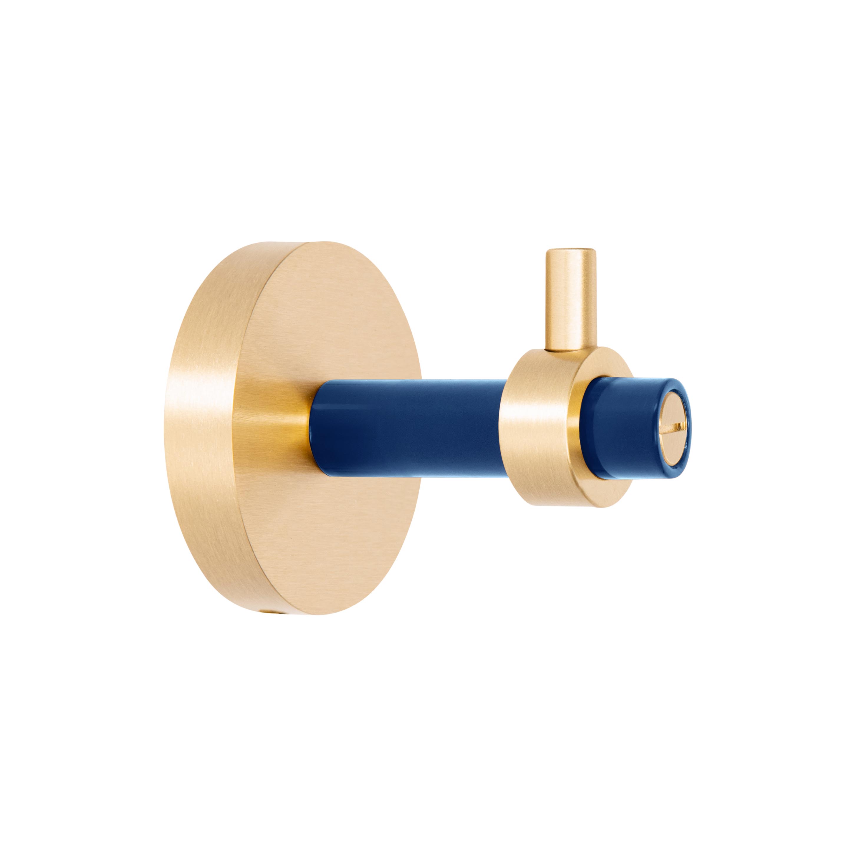 Brass and cobalt color Caliber hook Dutton Brown hardware