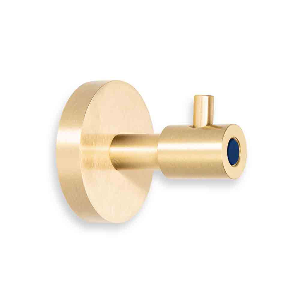 Brass and cobalt color Head hook Dutton Brown hardware